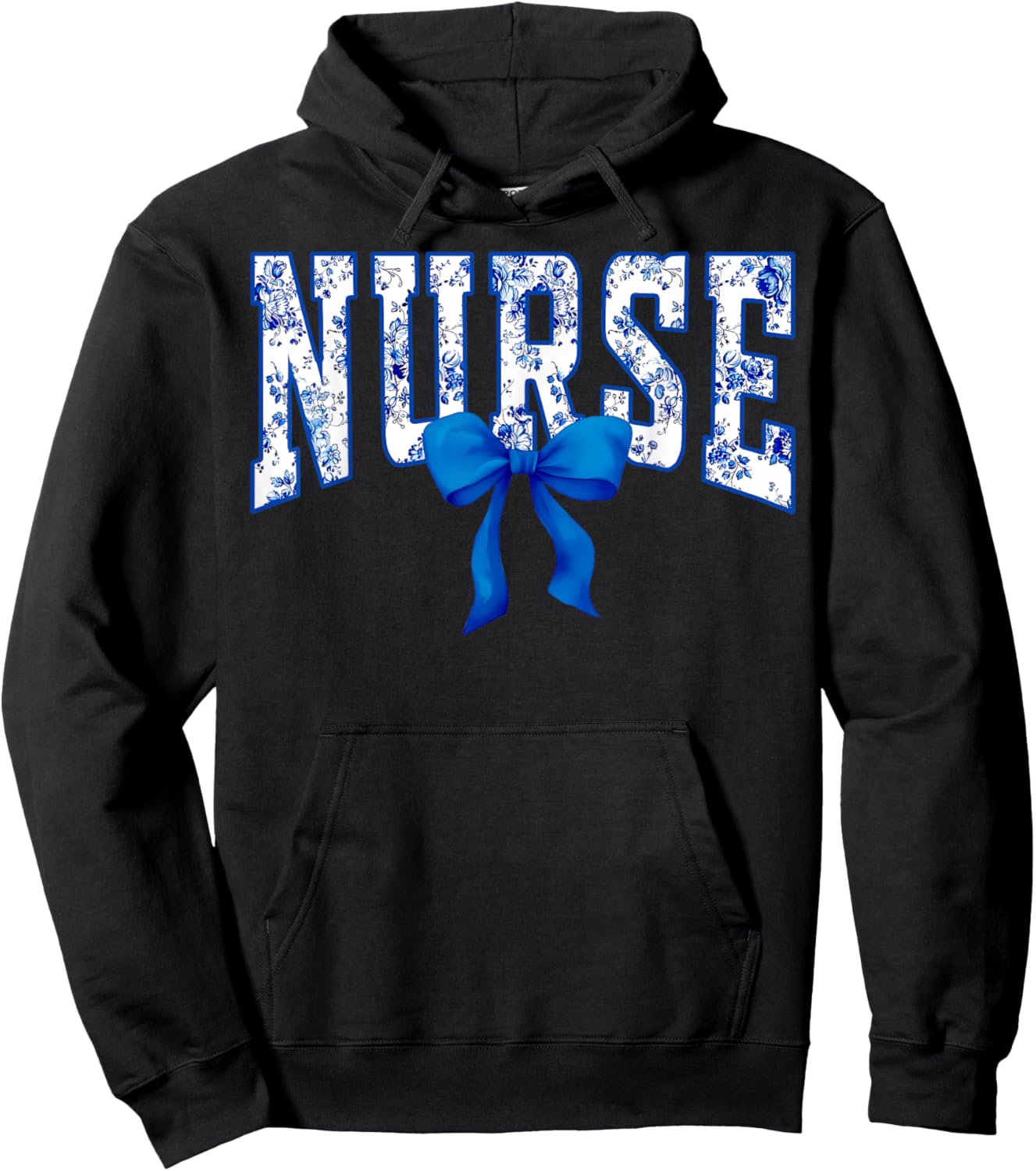 Toile De Jouy Nurse Coquette Bow Nurse Floral Hoodie - Hoodie | Black