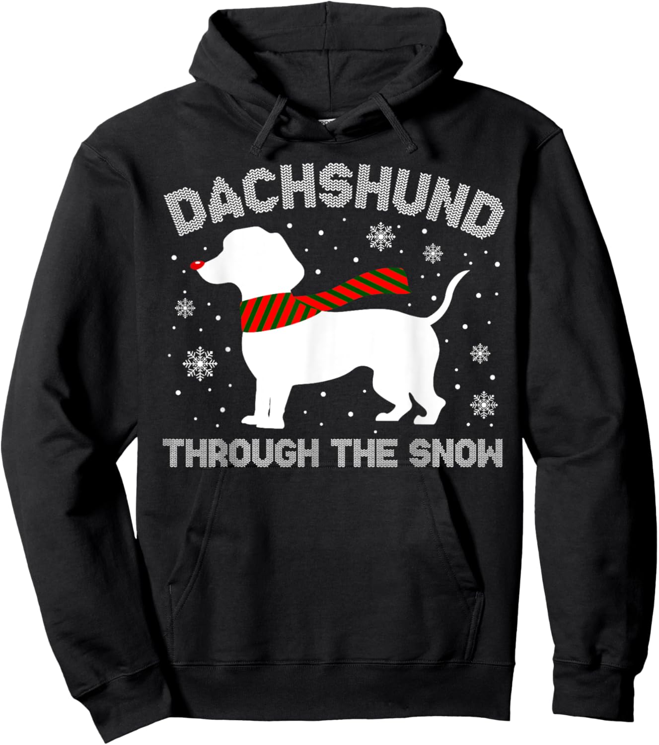 Dachshund Through The Snow Funny Christmas Pajamas Dog Lover Men Women Hoodie - Hoodie | Black