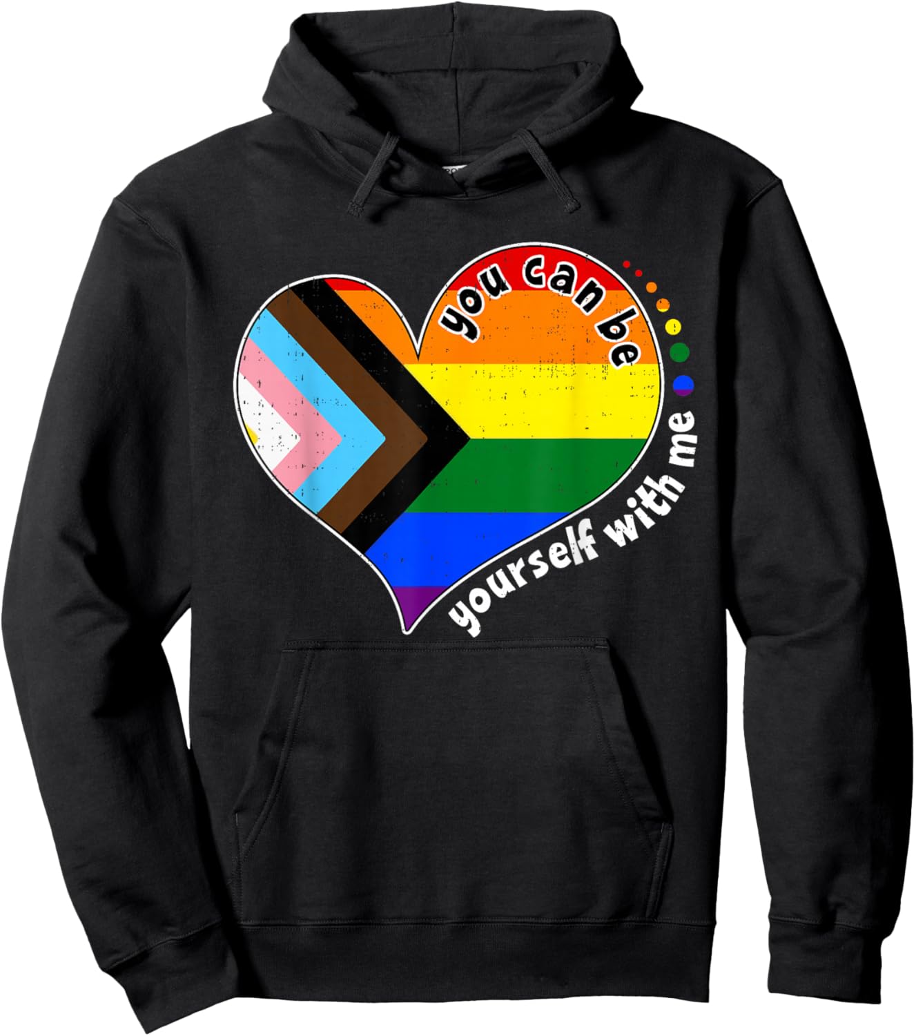 Be Yourself Proud LGBTQ Ally Pride Equality Rainbow Heart Hoodie - Hoodie | Black