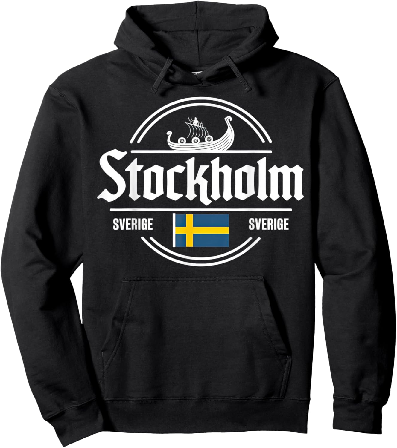 Stockholm Sverige Sweden City Viking Flag Hoodie - Hoodie | Black