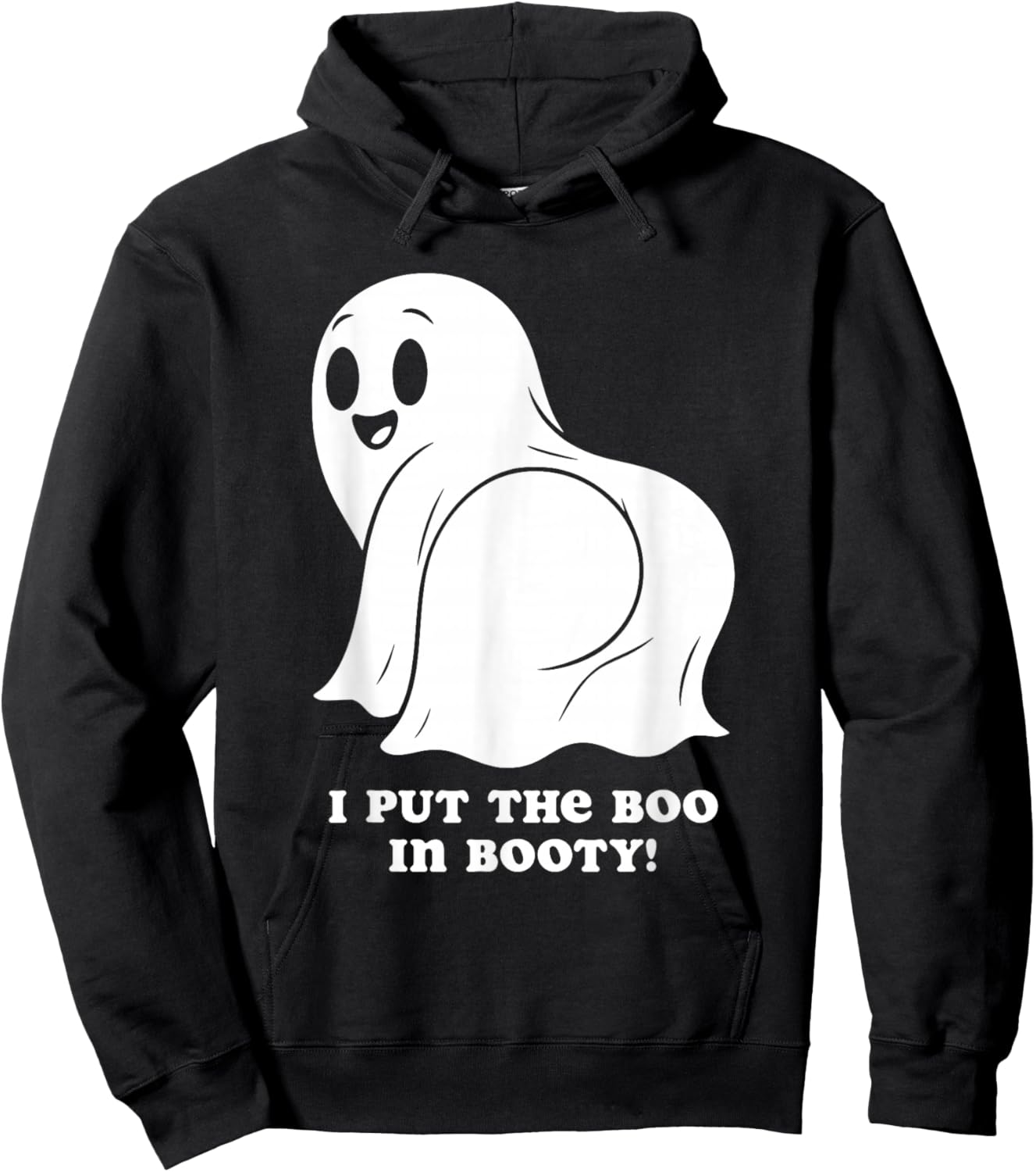 I Put The Boo in Booty Funny Peachy Ghost Halloween Meme Hoodie - Hoodie | Black