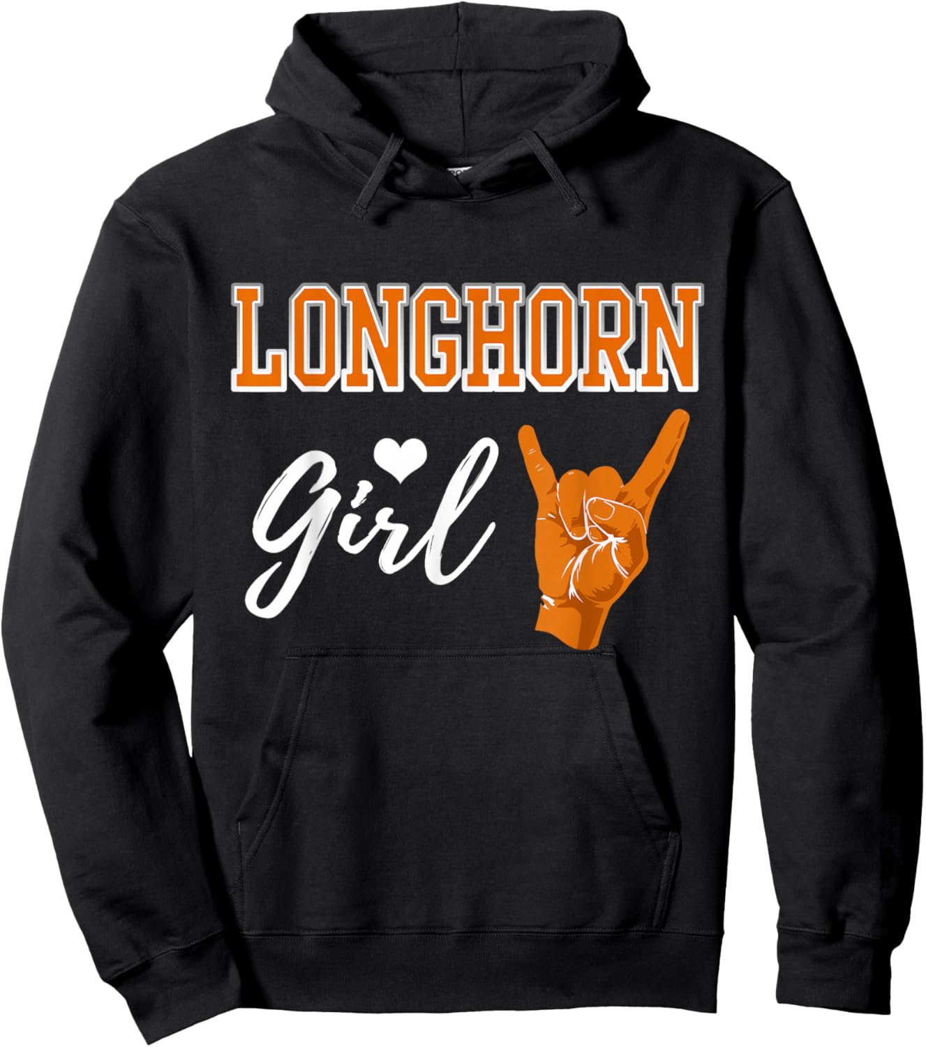 Longhorn Girl Heart Souvenir Gift Hoodie - Hoodie | Black
