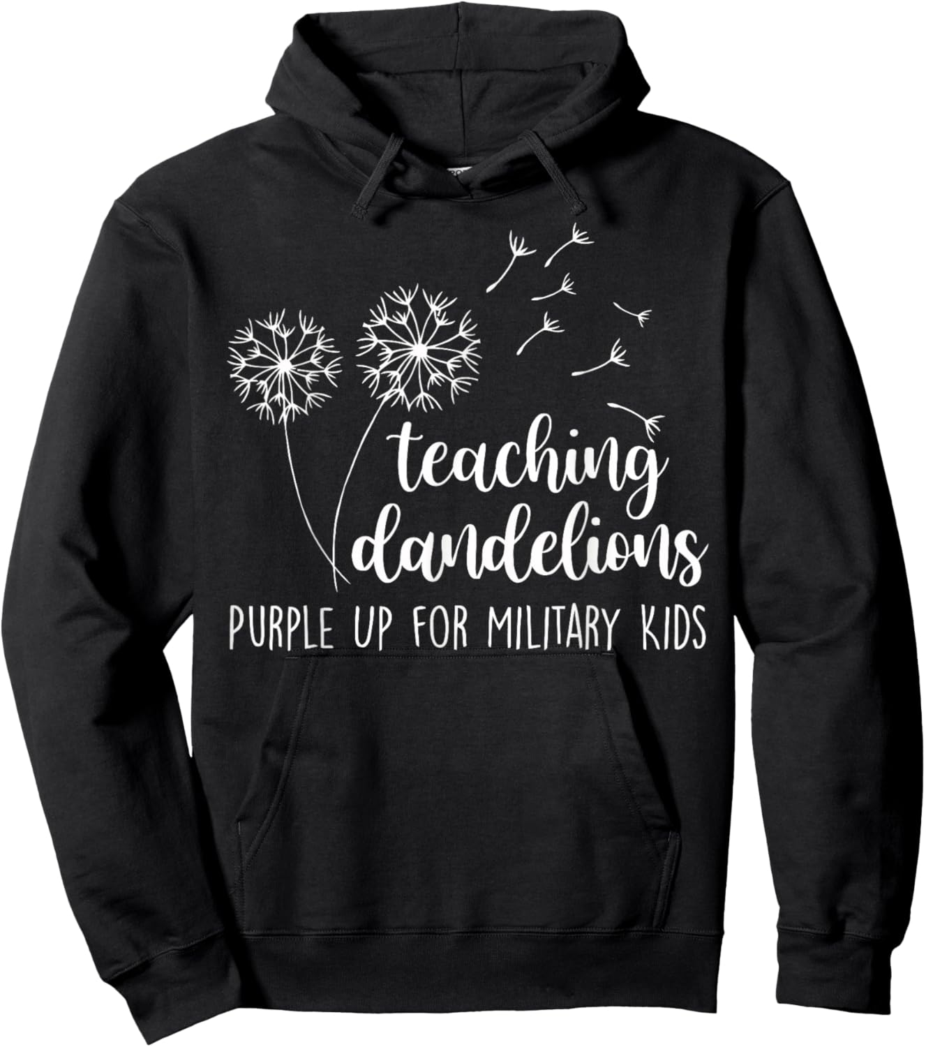 Teaching Dandelion Purple Up for Military Kids Child Month Hoodie - Hoodie | Black