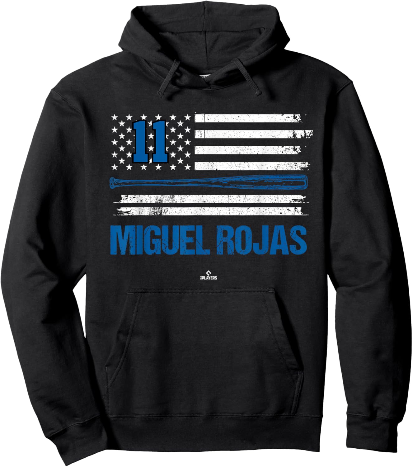 USA Flag Bat Miguel Rojas Los Angeles Baseball MLBPA Hoodie - Hoodie | Black