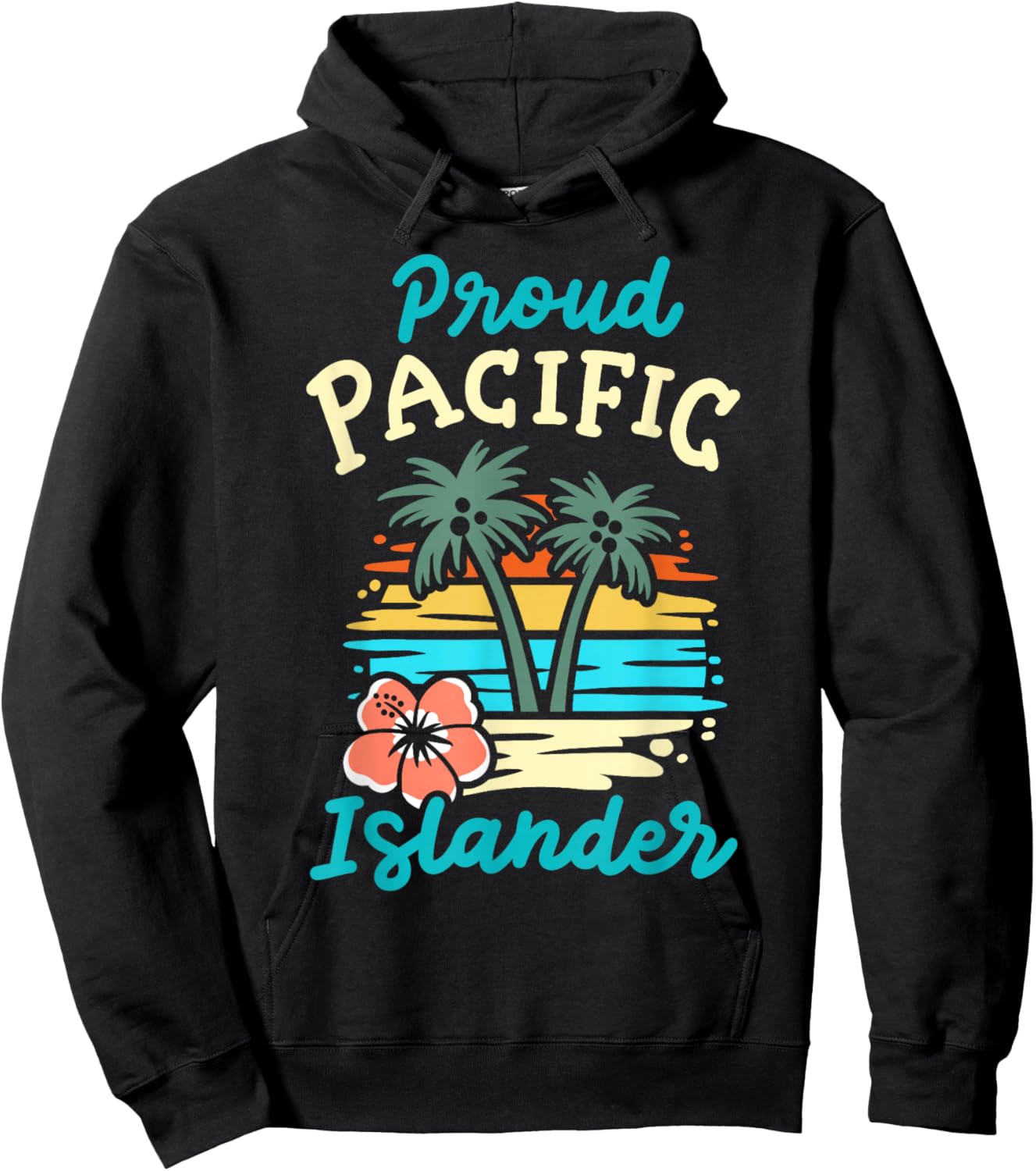 Proud Pacific Islander Groovy Matching Asian American AAPI Hoodie - Hoodie | Black