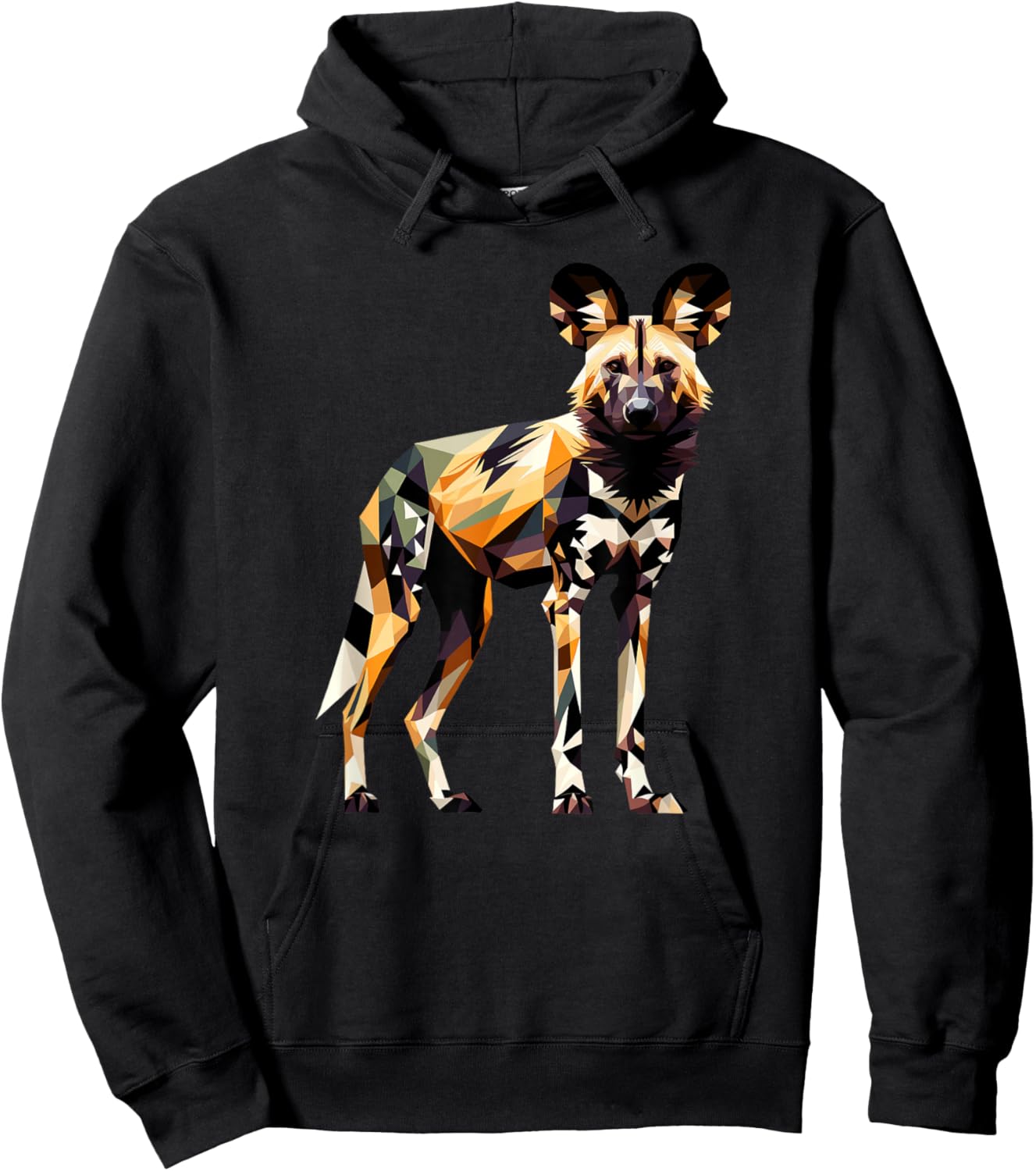 Geometric Art African Wild Dog Painted Dog Hoodie - Hoodie | Black