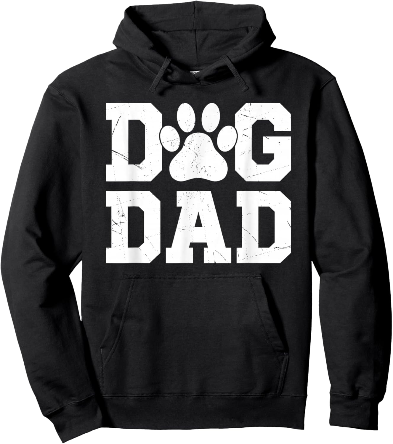 Dog Dad - Distressed Design Style - Funny Dog Paw Hoodie - Hoodie | Black
