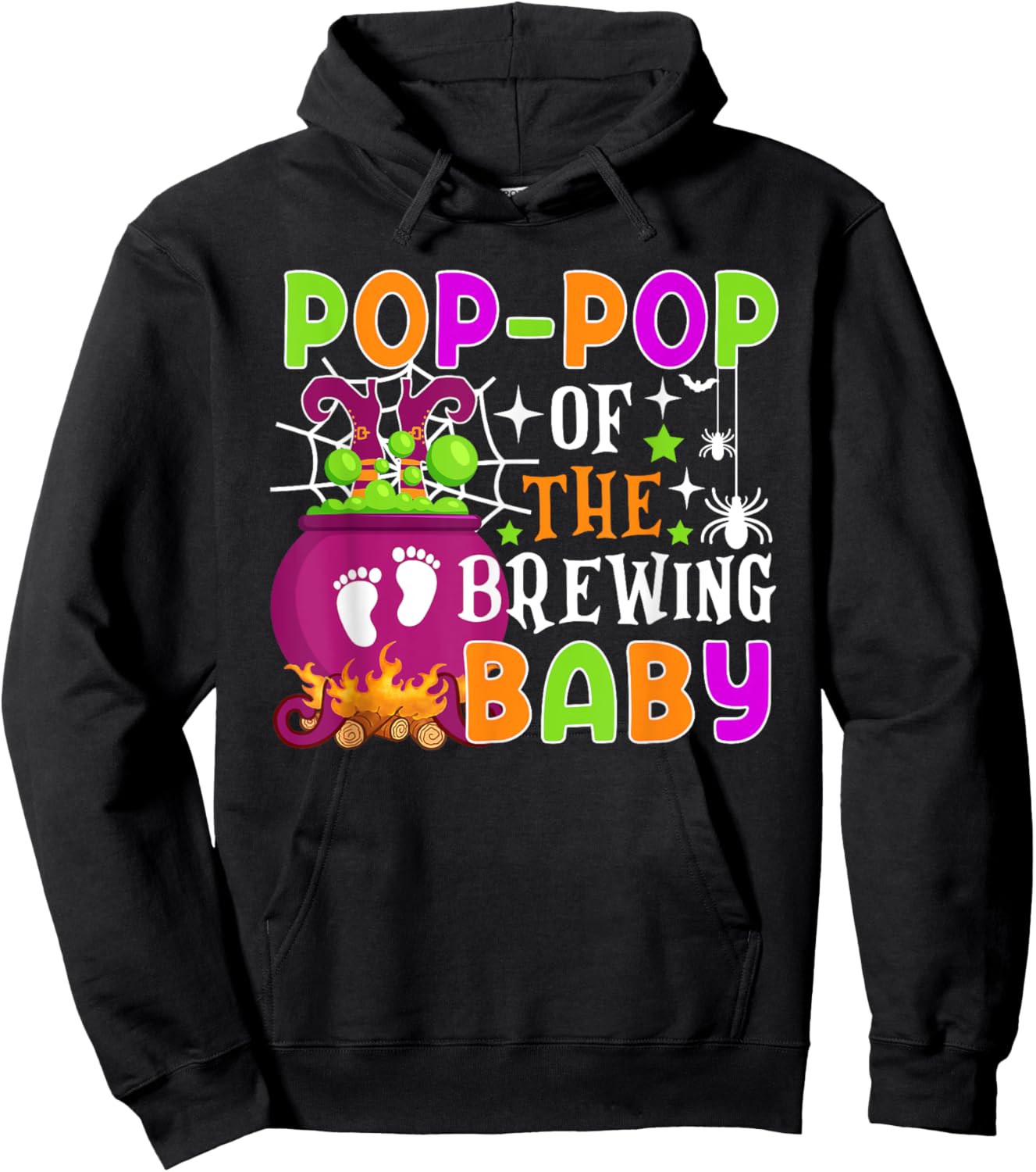 Pop-Pop of Brewing Baby Halloween Theme Baby Shower Spooky Hoodie - Hoodie | Black