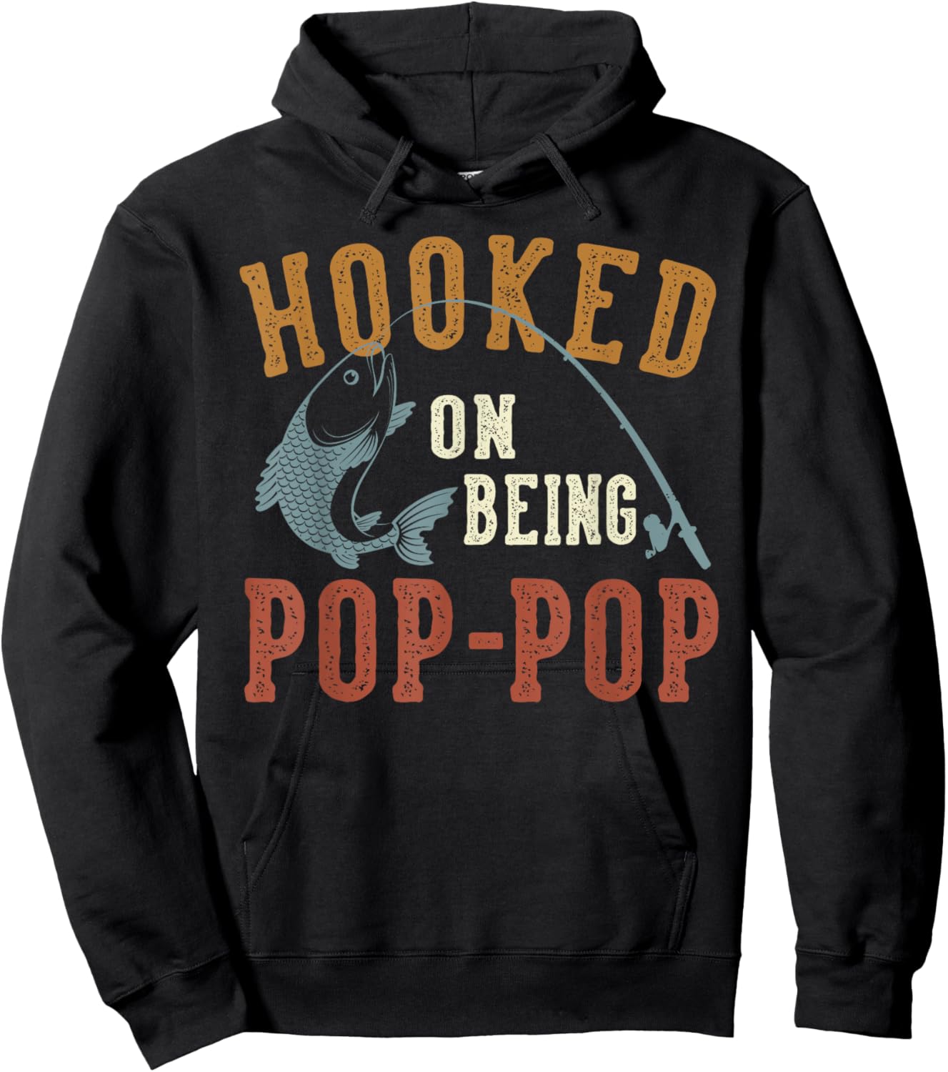 Hooked On Being Pop-Pop Father's Day Fishing Pop-Pop Hoodie - Hoodie | Black