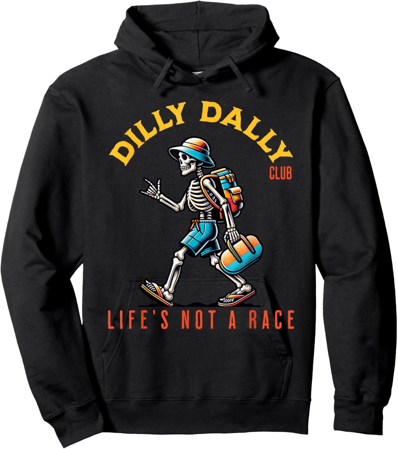 Dilly Dally Club | Fun Lazy Hoodie - Hoodie | Black