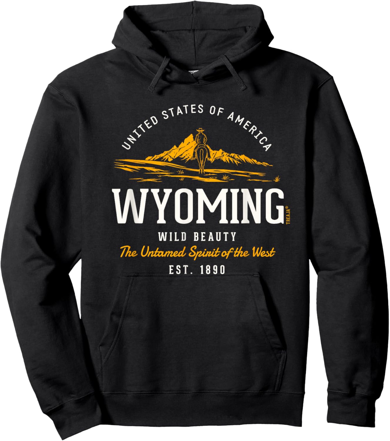 Retro Styled State of Wyoming Vintage Hoodie - Hoodie | Black
