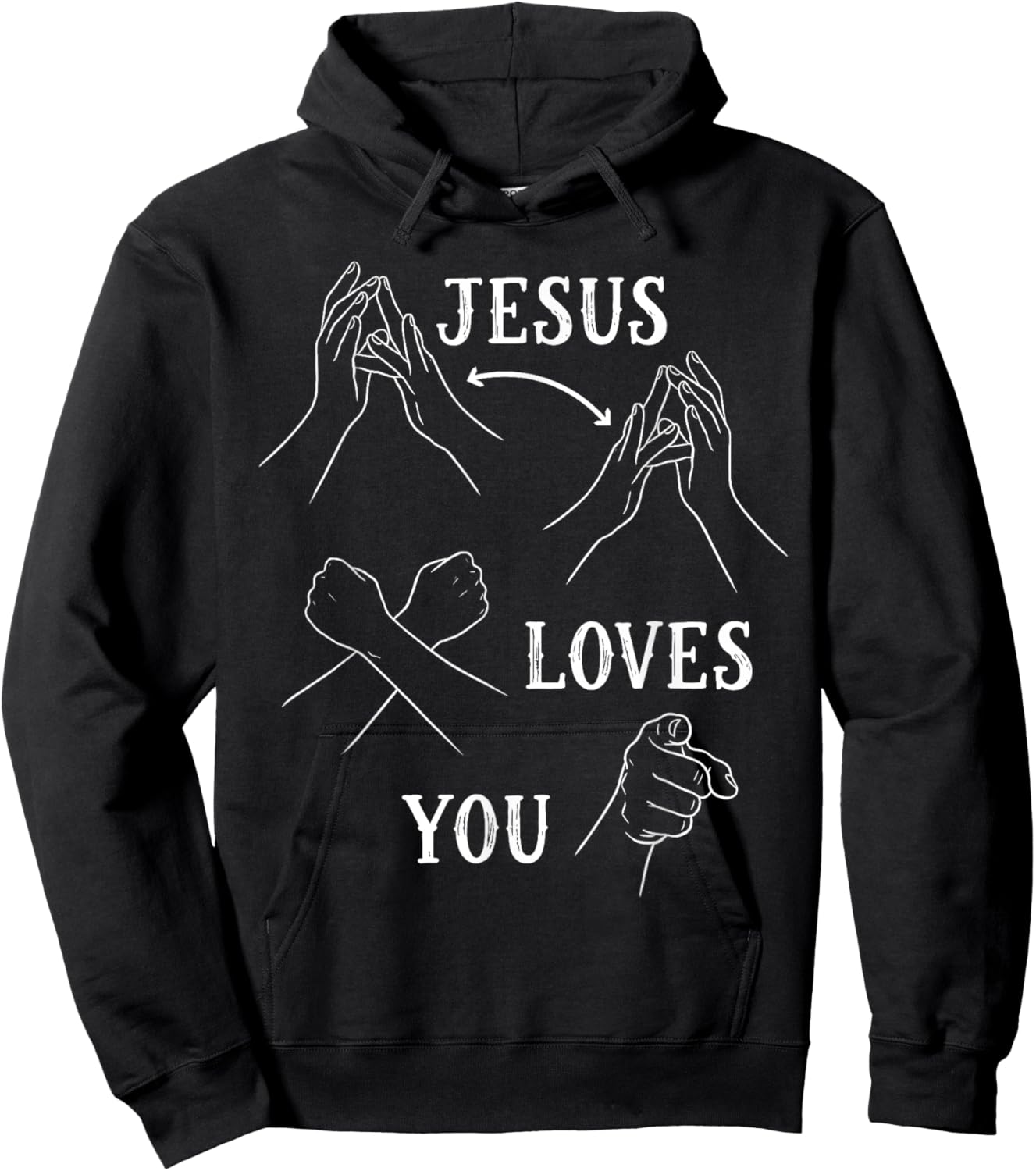 Jesus Loves You ASL Sign Language Christian Faith Hoodie - Hoodie | Black