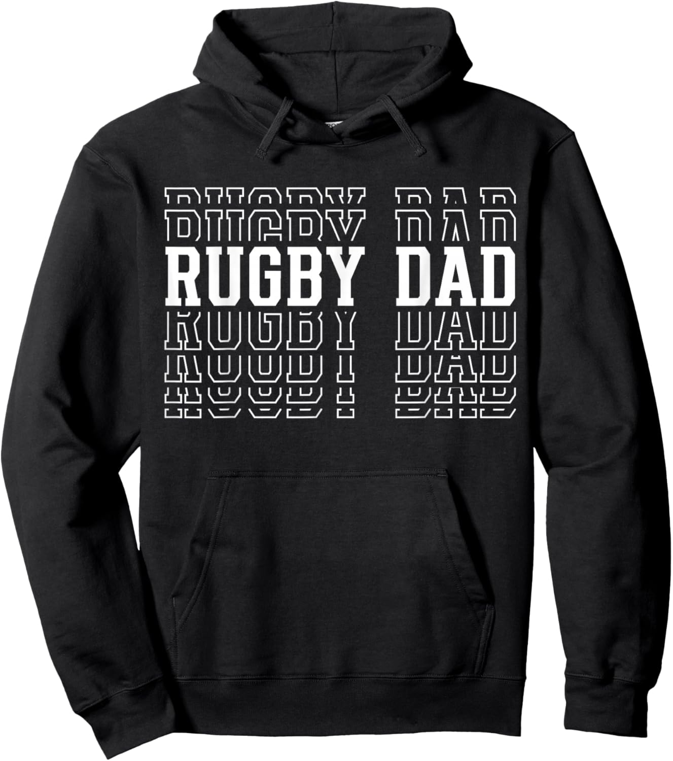 Rugby Dad Funny Layered Text Father Coach Player Hoodie - Hoodie | Black