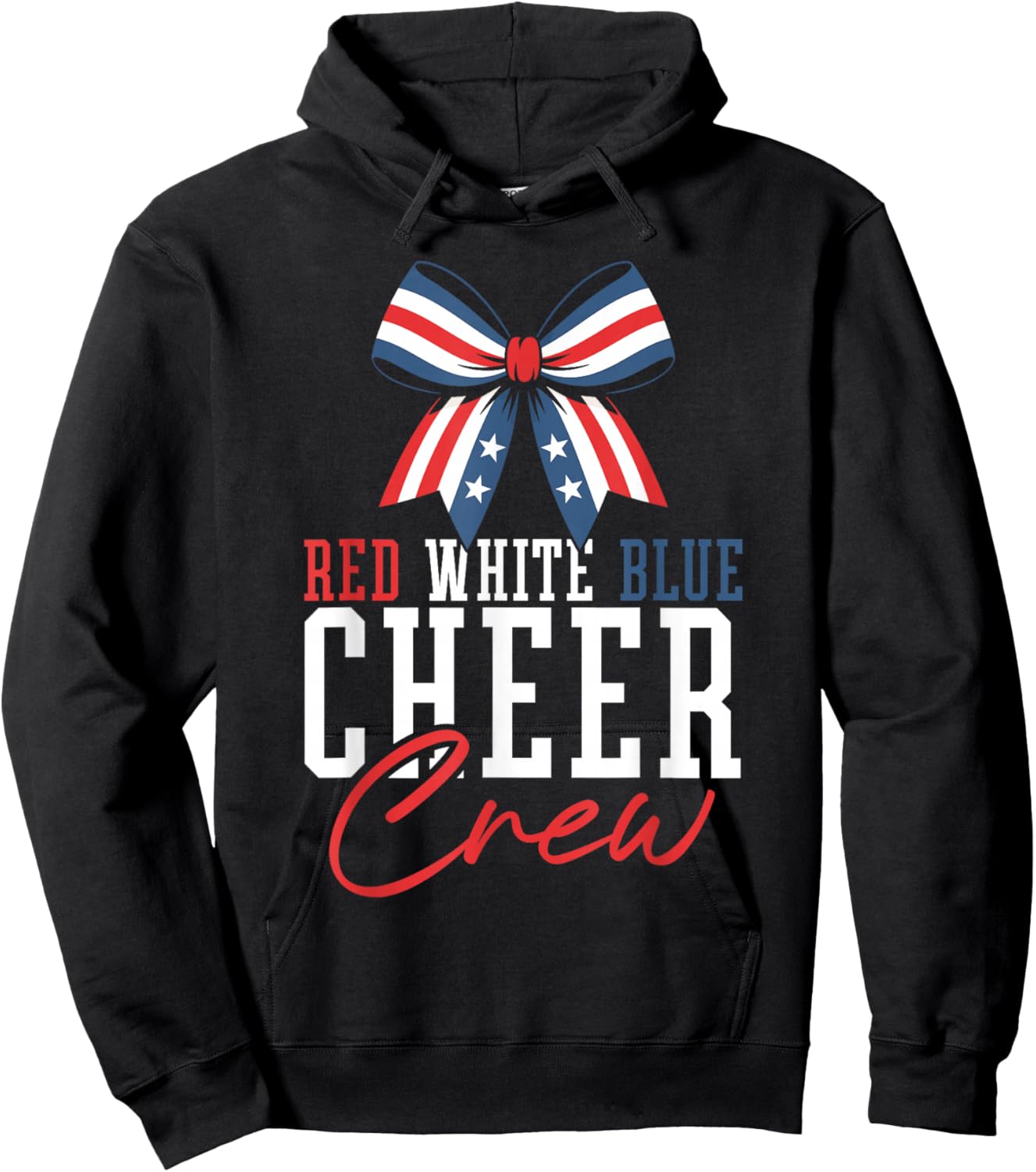 Red White Blue Cheer Crew Patriotic Cheerleader USA Bow Hoodie - Hoodie | Black