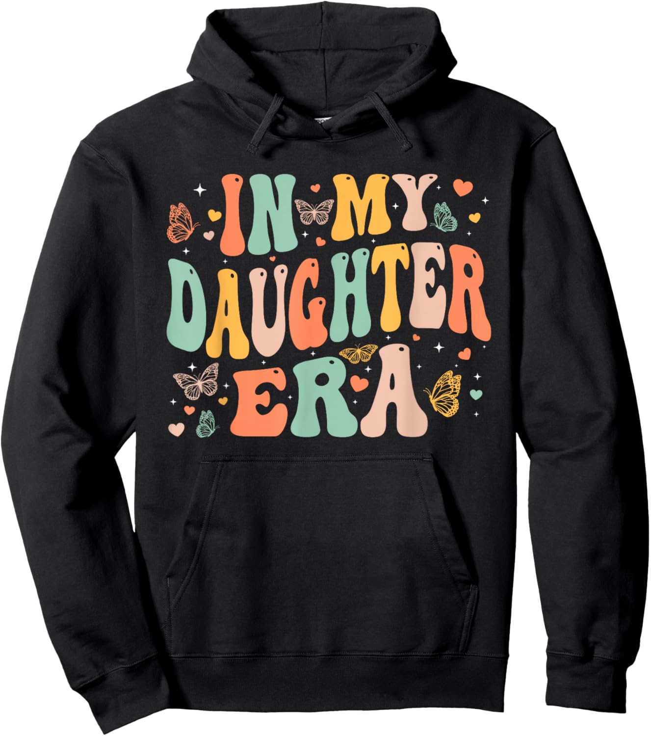 Retro Groovy In My Daughter Era Mother's Day Kids Girls Hoodie - Hoodie | Black
