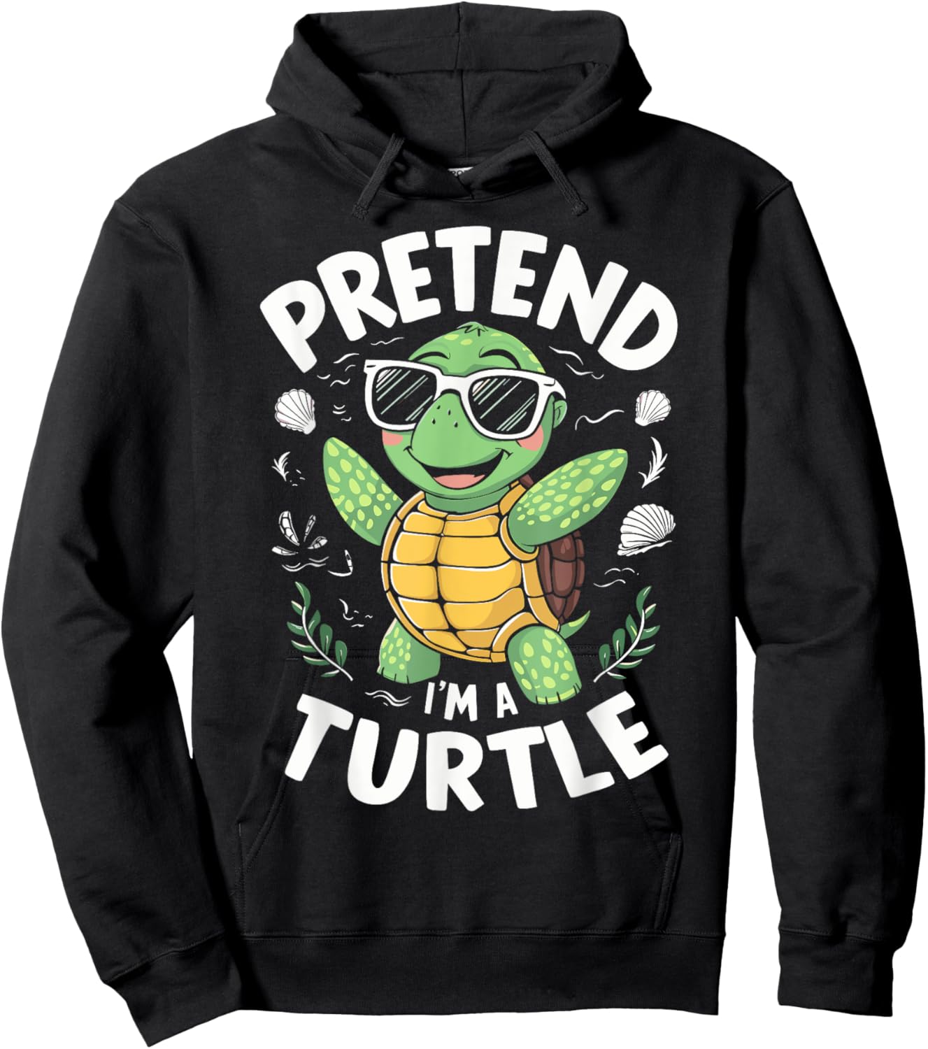 Pretend I'm A Turtle Halloween Party Pretend I'm A Turtle Funny Lazy Halloween Matching -Adults, -Kids Black Cartoon Turtle Neck Short Sleeve Size: Small Hoodie - Hoodie | Black