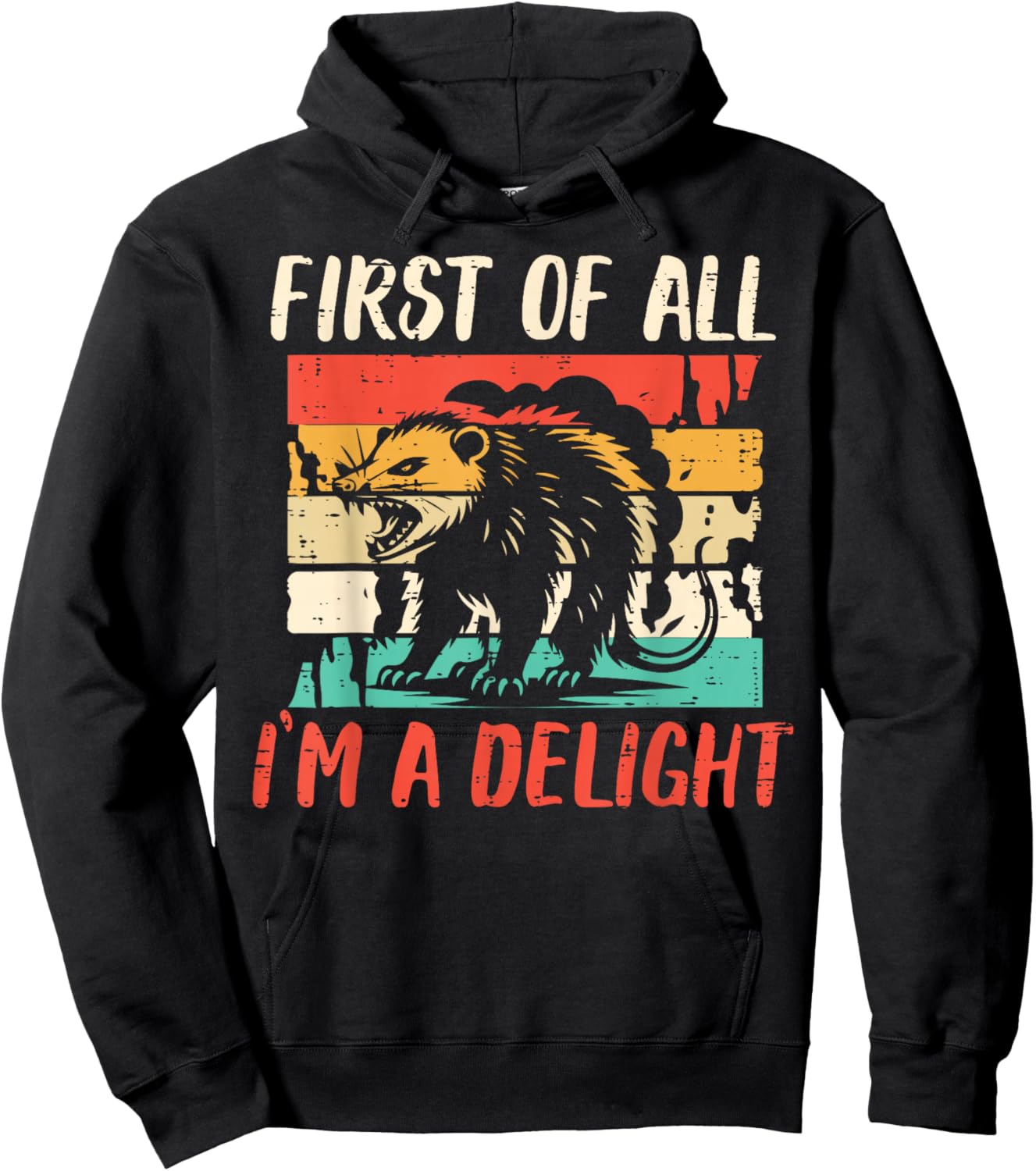 First Of All Im Delight Opossum Funny Saying Men Women Kids Hoodie - Hoodie | Black