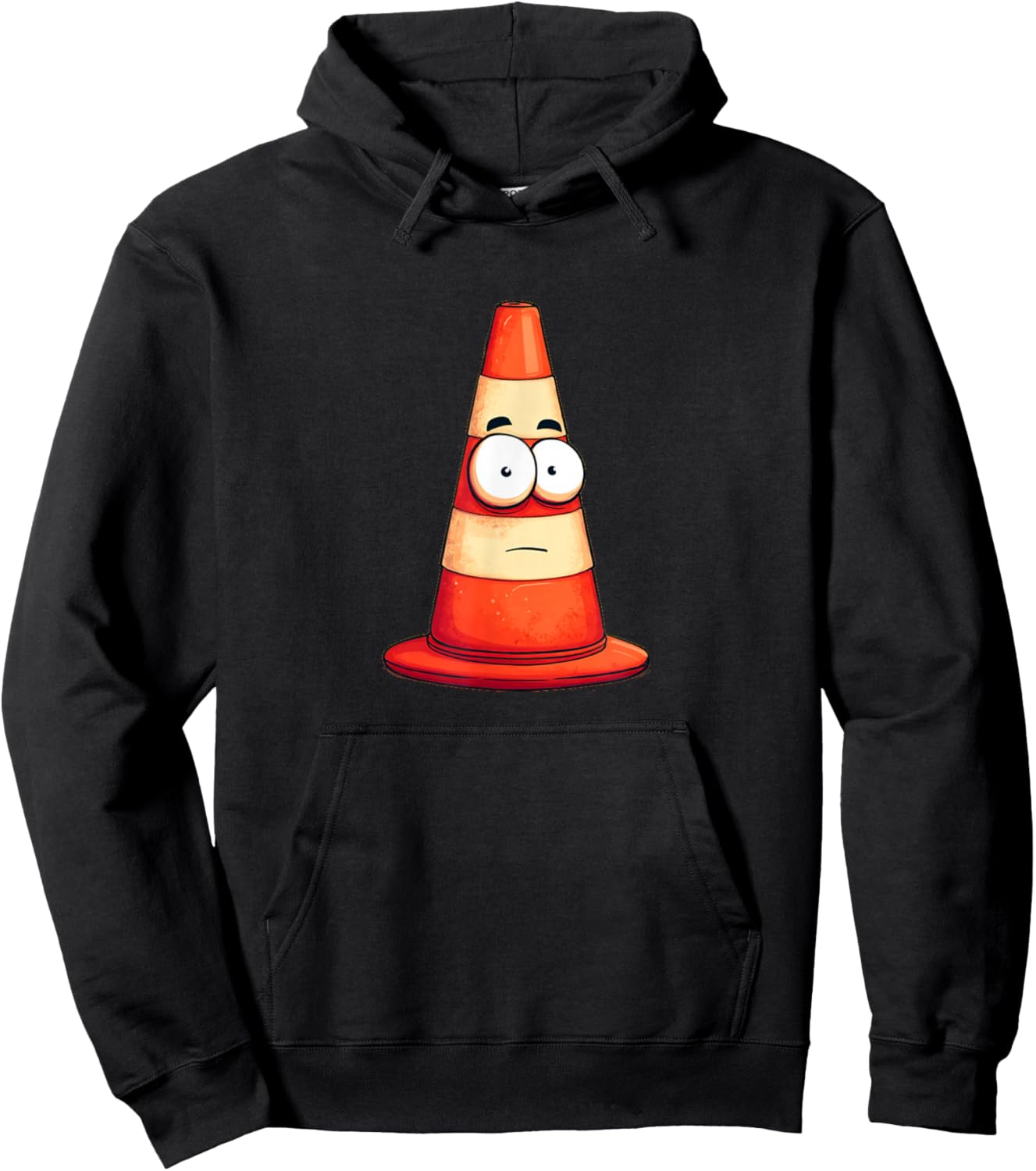 Funny Traffic Cone Face Expression Logo Hoodie - Hoodie | Black