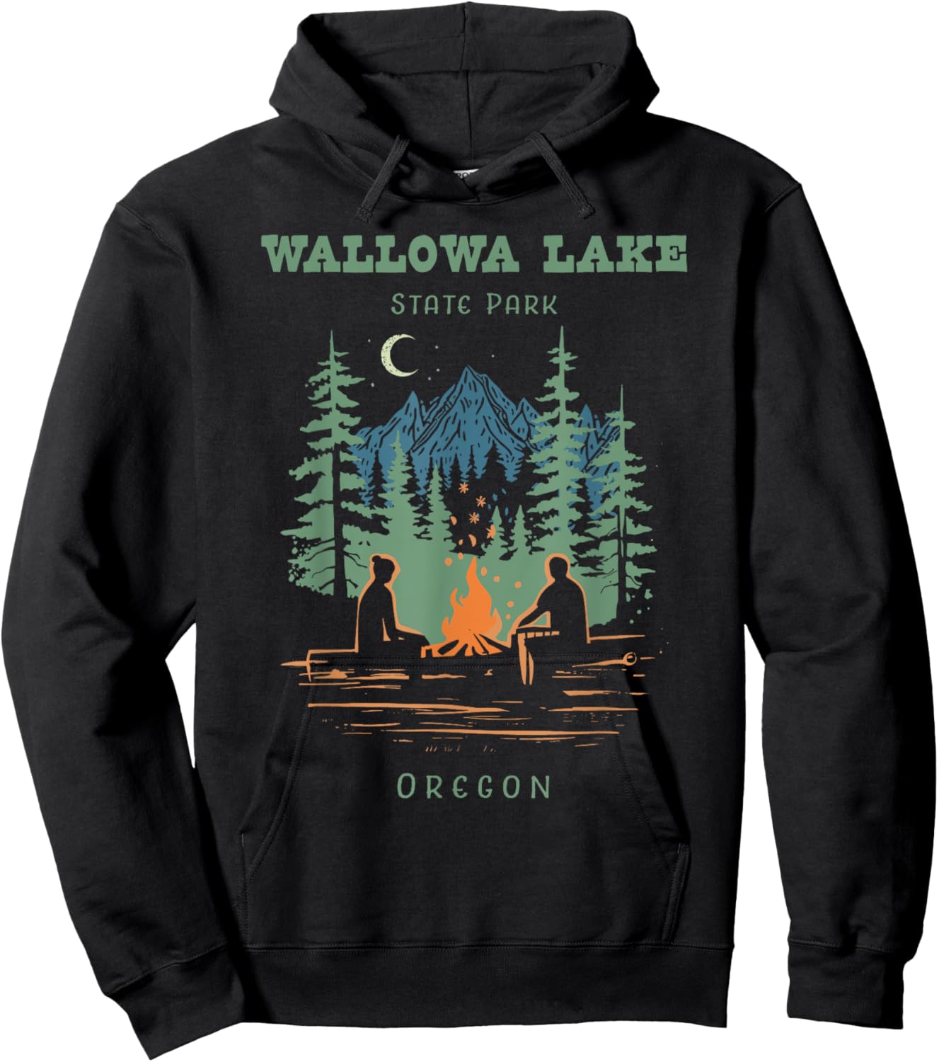 Wallowa Lake State Park Oregon Retro Vintage Hoodie - Hoodie | Black