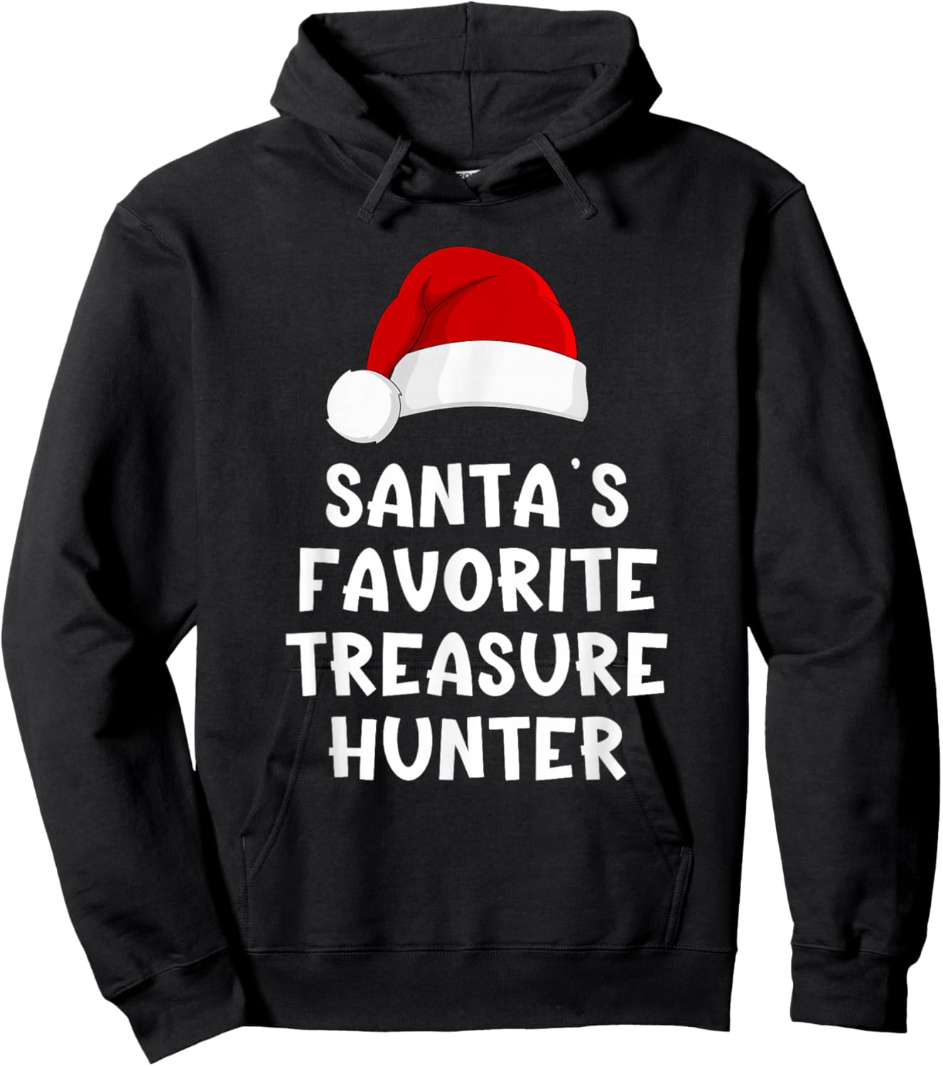 Christmas Santa's Favorite Treasure Hunter Funny Xmas Pajama Hoodie - Hoodie | Black