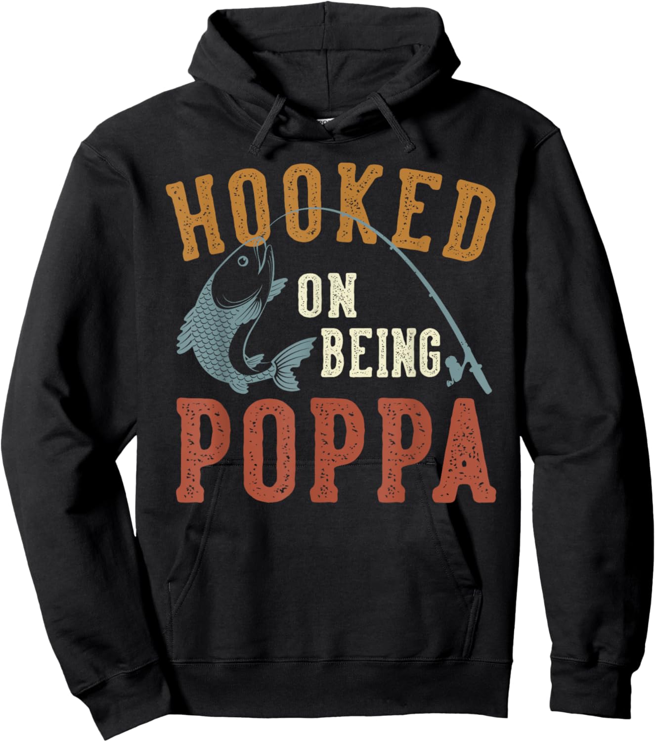 Hooked On Being Poppa Father's Day Fishing Poppa Hoodie - Hoodie | Black