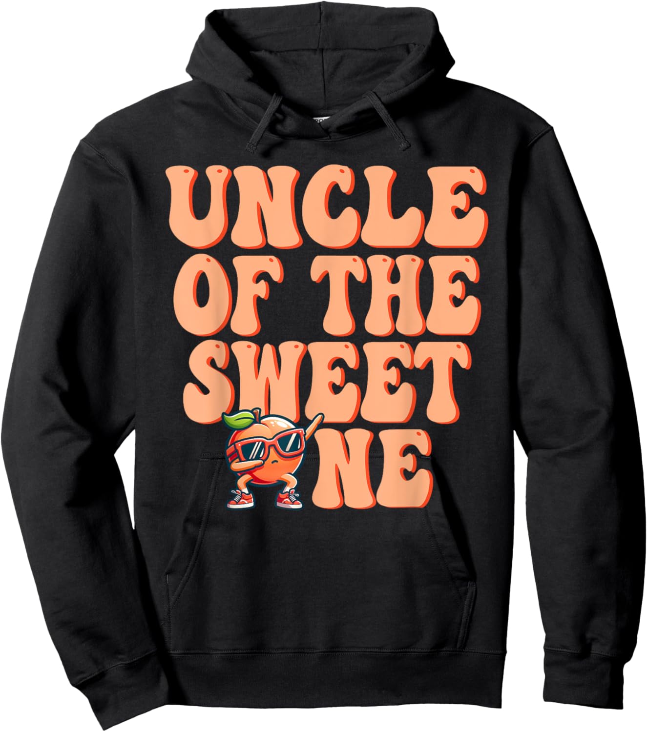 Uncle of The Sweet One Peach 1st Birthday on Peach Hoodie - Hoodie | Black