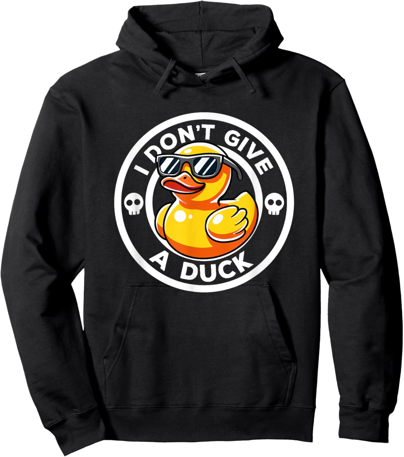 I Don't Give A Duck Irony And Sarcasm Yellow Duck -Adults , Black, Small, Short Sleeve, Humorous-Duck-Themed, Christmas, Winter Hoodie - Hoodie | Black