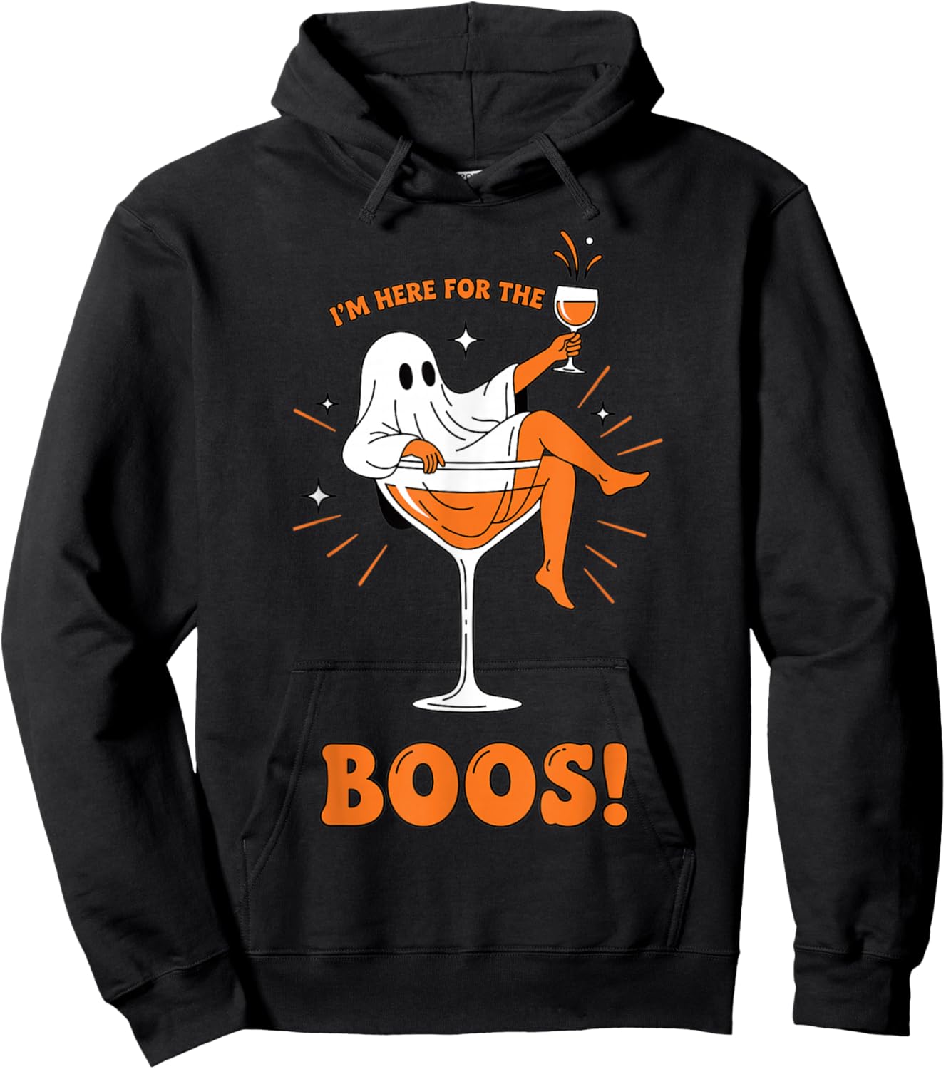 Funny Ghost Halloween Wine I’m Here for Boos Hoodie - Hoodie | Black