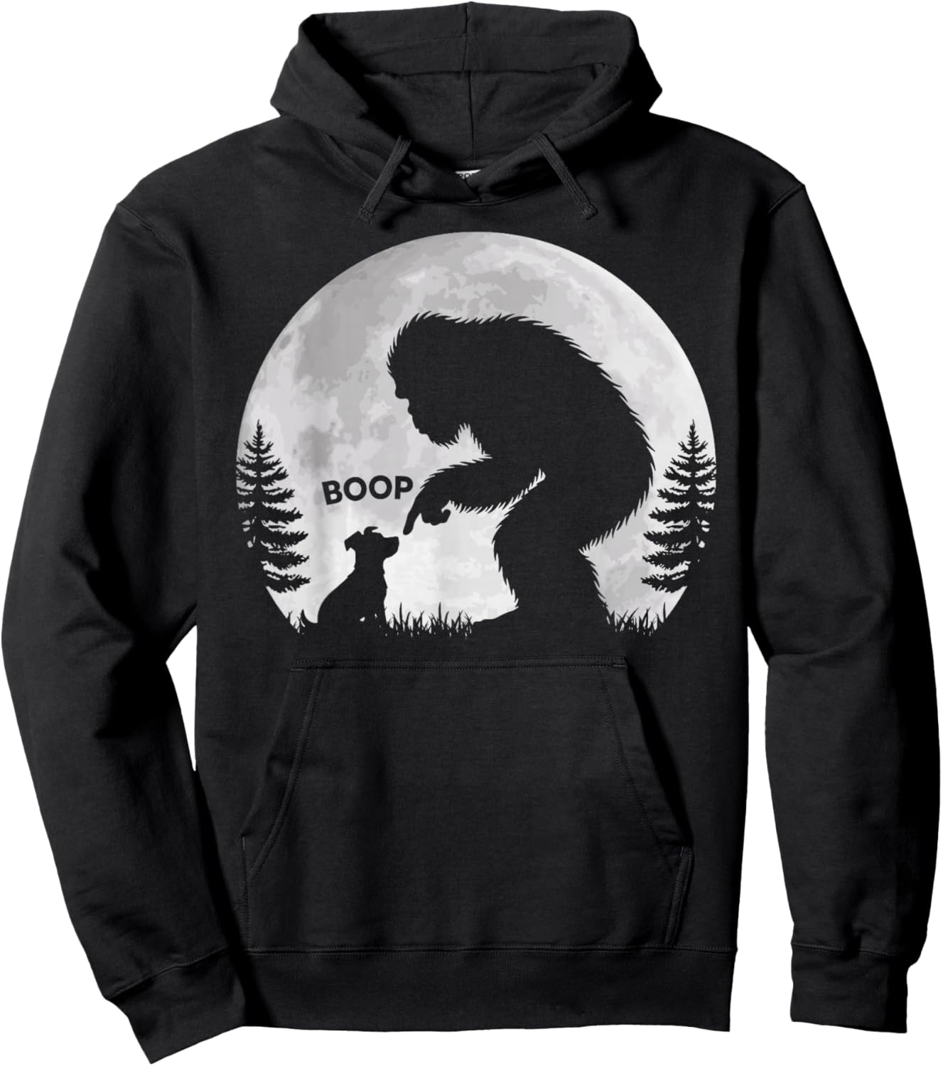 Bigfoot Boop Dog Retro Funny Sasquatch Meme Dog Lovers Hoodie - Hoodie | Black