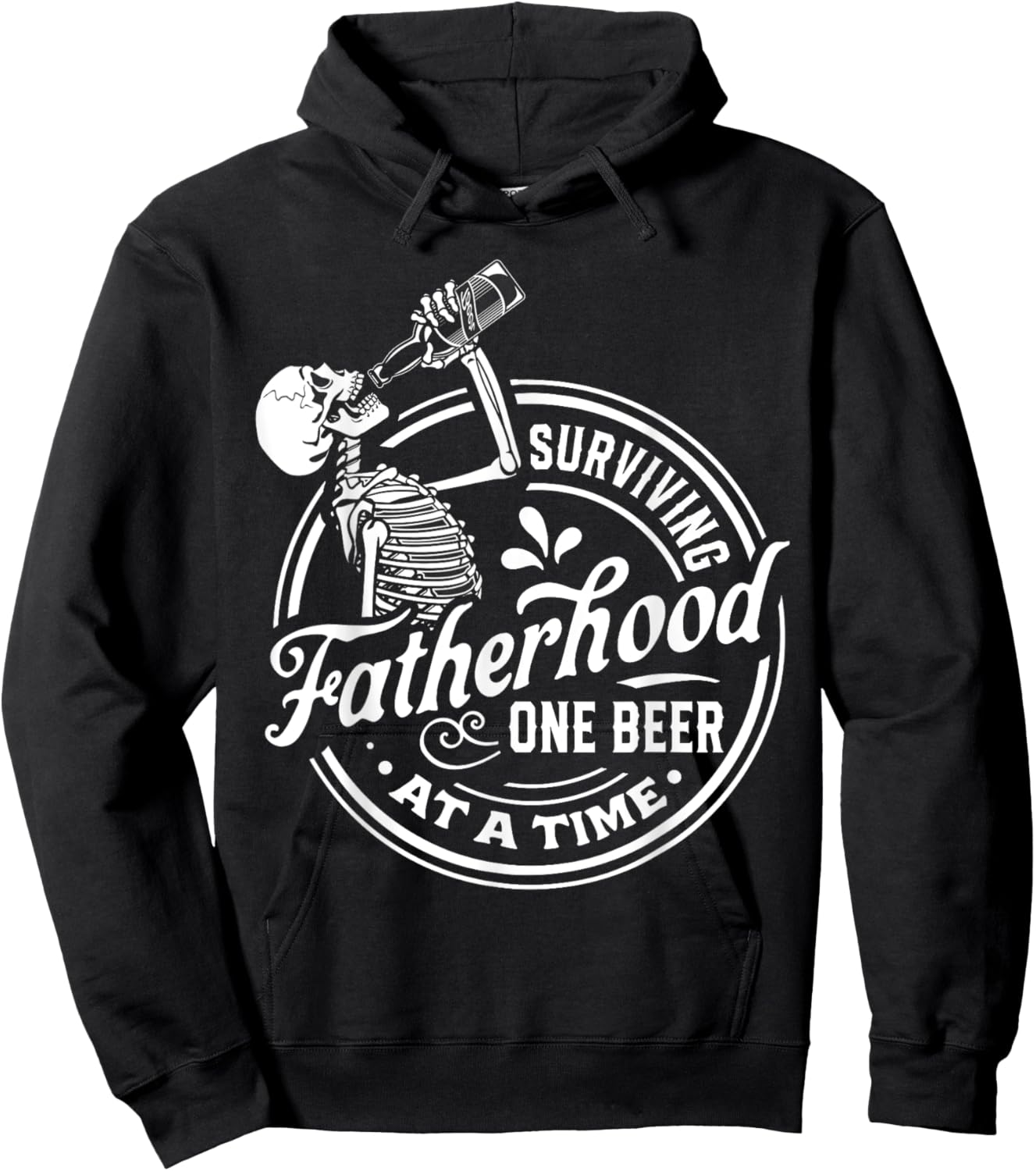 Surviving Fatherhood One Beer At A Time Funny Fathers Day Hoodie - Hoodie | Black