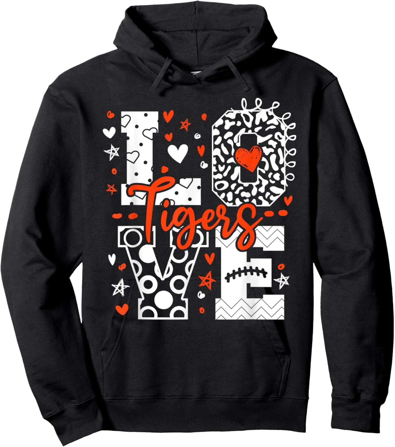 Vintage Love Tigers School Sports Name Women Kids Hoodie - Hoodie | Black