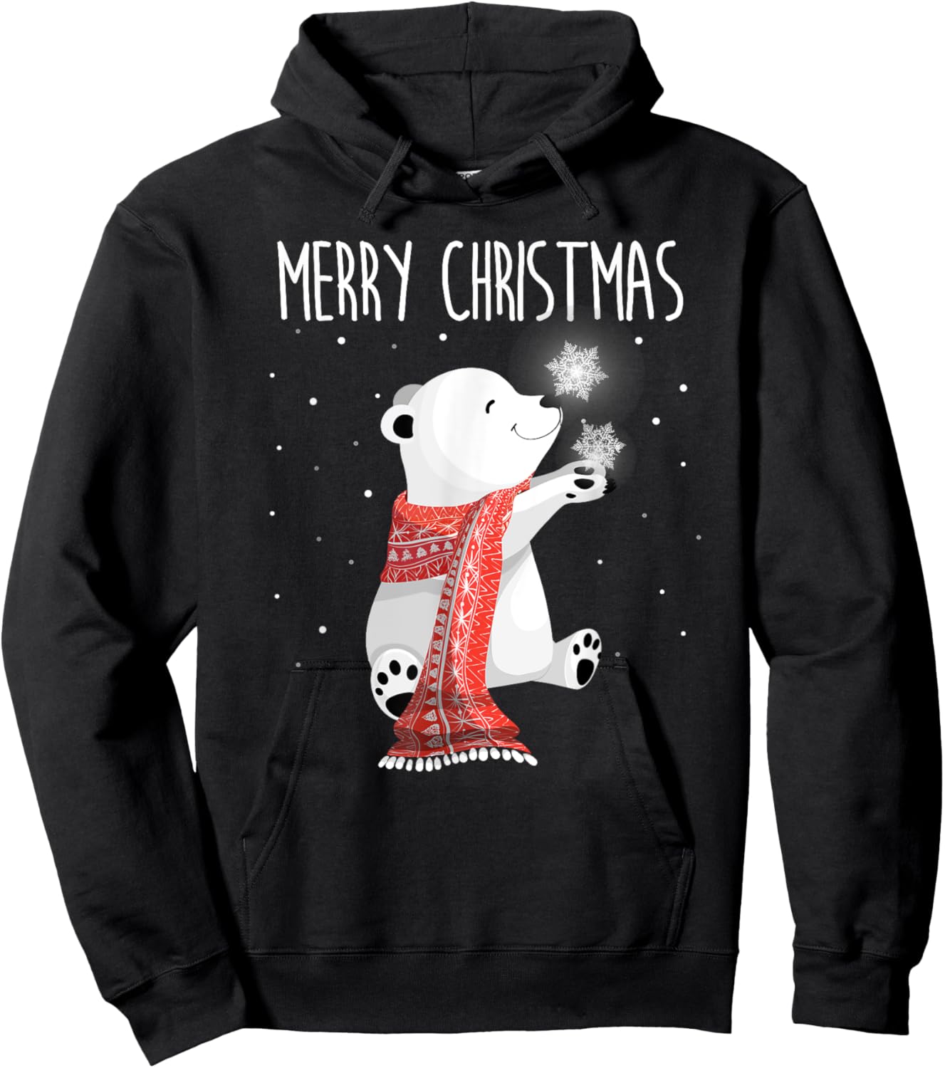 Cute Polar Bear Scarf Merry Christmas Xmas Holidays Gift Hoodie - Hoodie | Black
