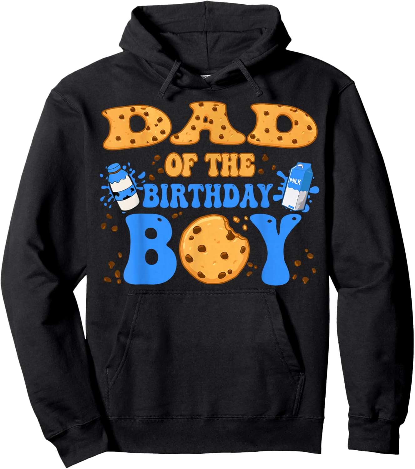 Dad Of The Birthday Boy Milk and Cookies Lover Hoodie - Hoodie | Black