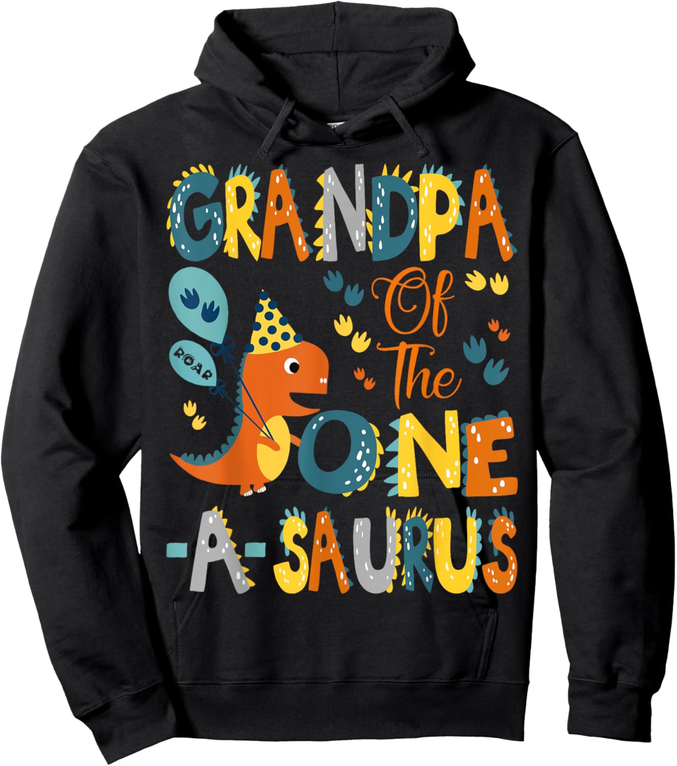 Grandpa Of The One-A-Saurus 1St Birthday Dinosaur Party Hoodie - Hoodie | Black