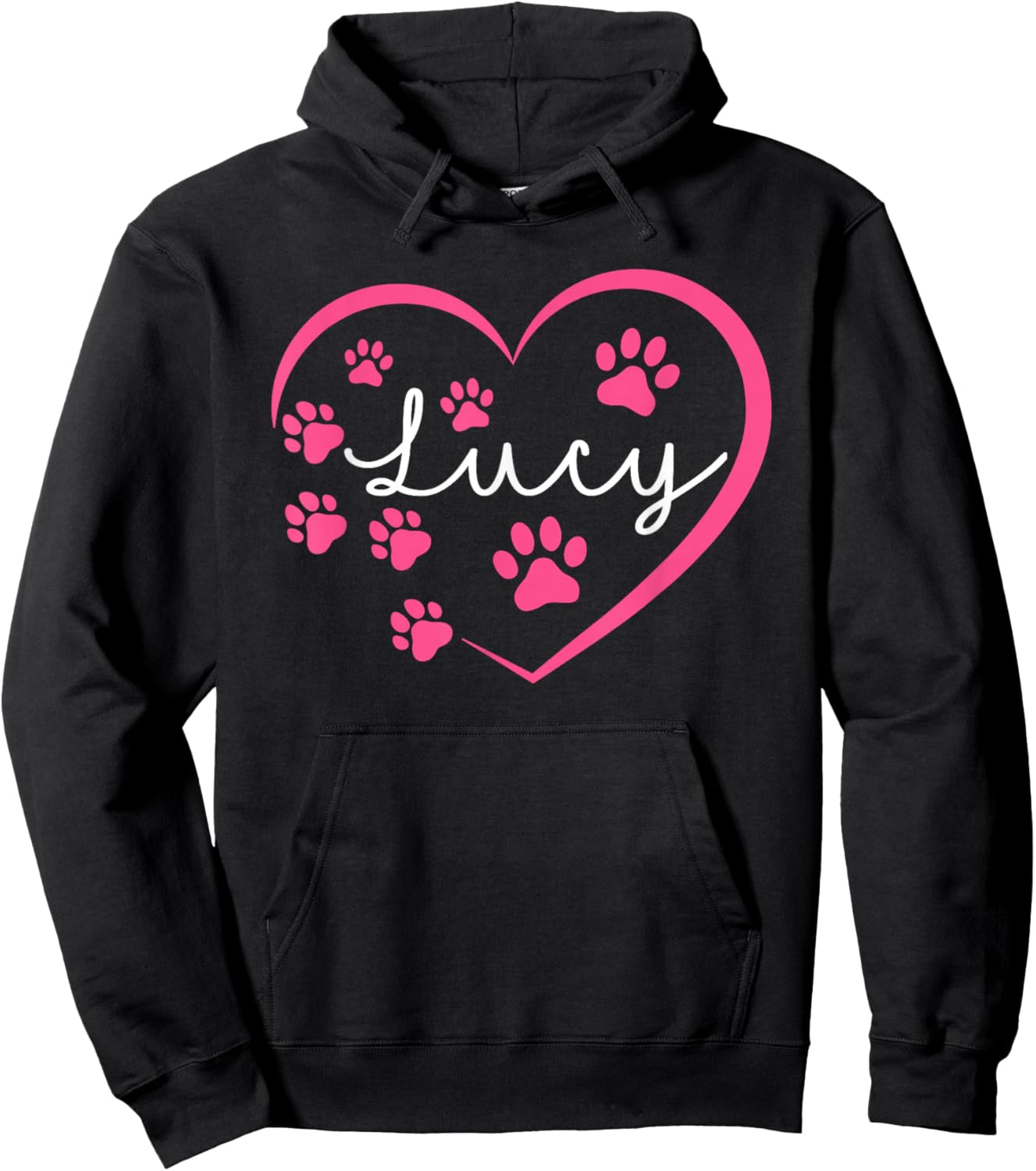 I Love Lucy A Love Forever Heart Dog Paw Dog Name Hoodie - Hoodie | Black