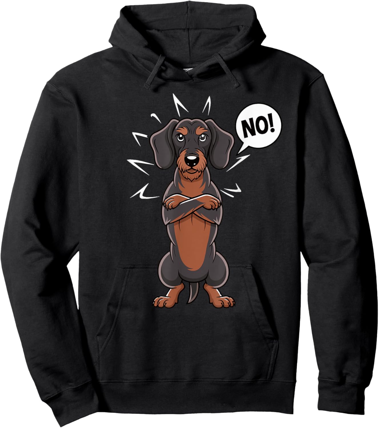 Stubborn Wirehaired Dachshund NO Teckel Dog Hunting funny Men Women Girls Kids Hoodie - Hoodie | Black