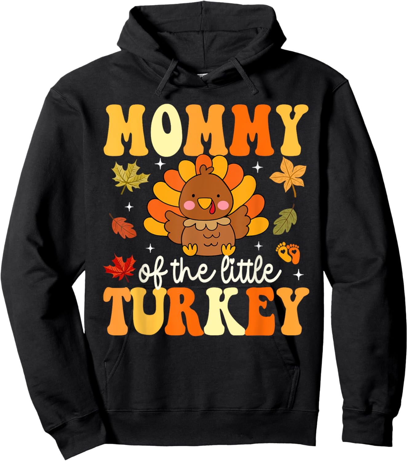 Mommy of the Little Turkey Thanksgiving Baby Shower Fall Hoodie - Hoodie | Black