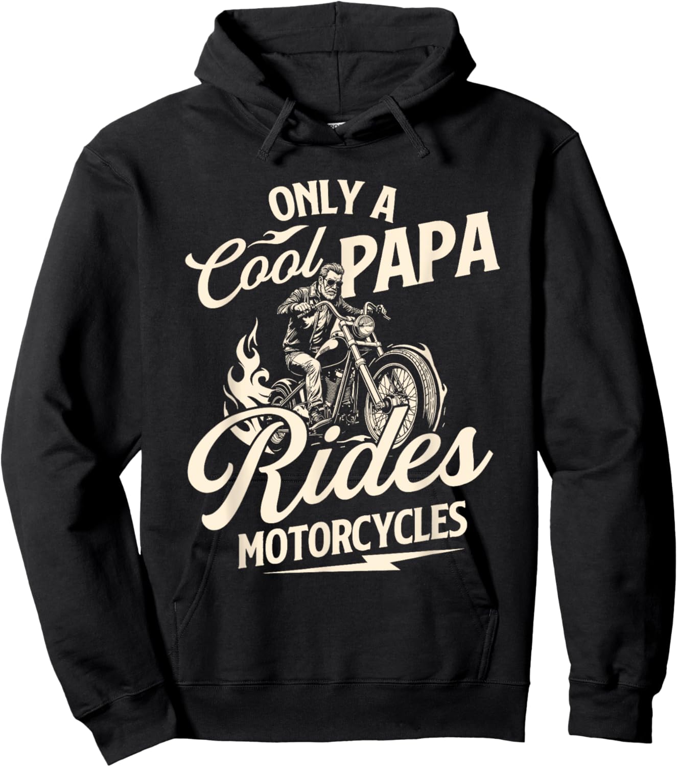 Only A Cool Papa Rides Motorcycles - Biker Motorcycling Hoodie - Hoodie | Black