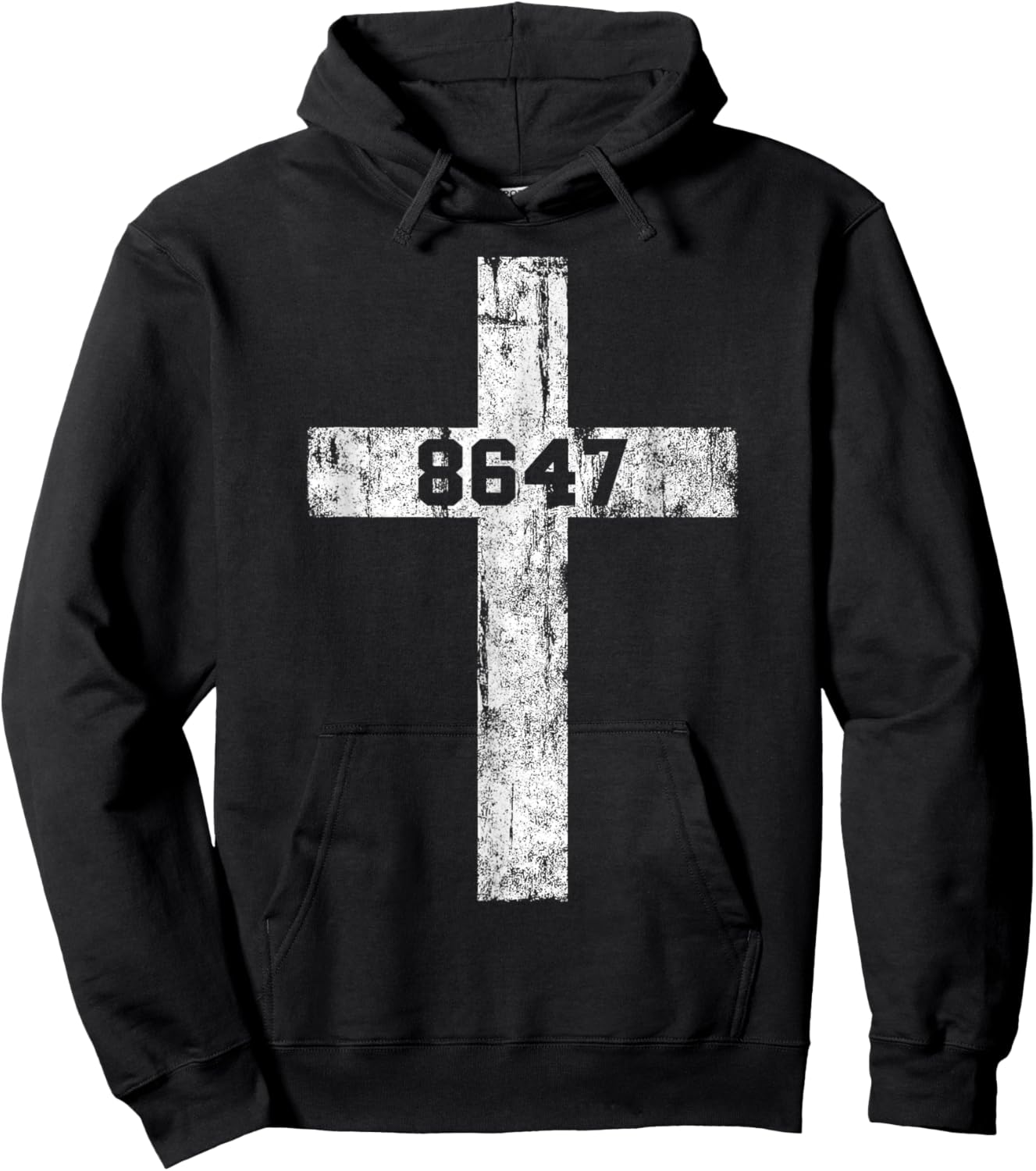 8647 Anti Trump Cross Christian Jesus 86 47 Retro Impeach 47 Hoodie - Hoodie | Black