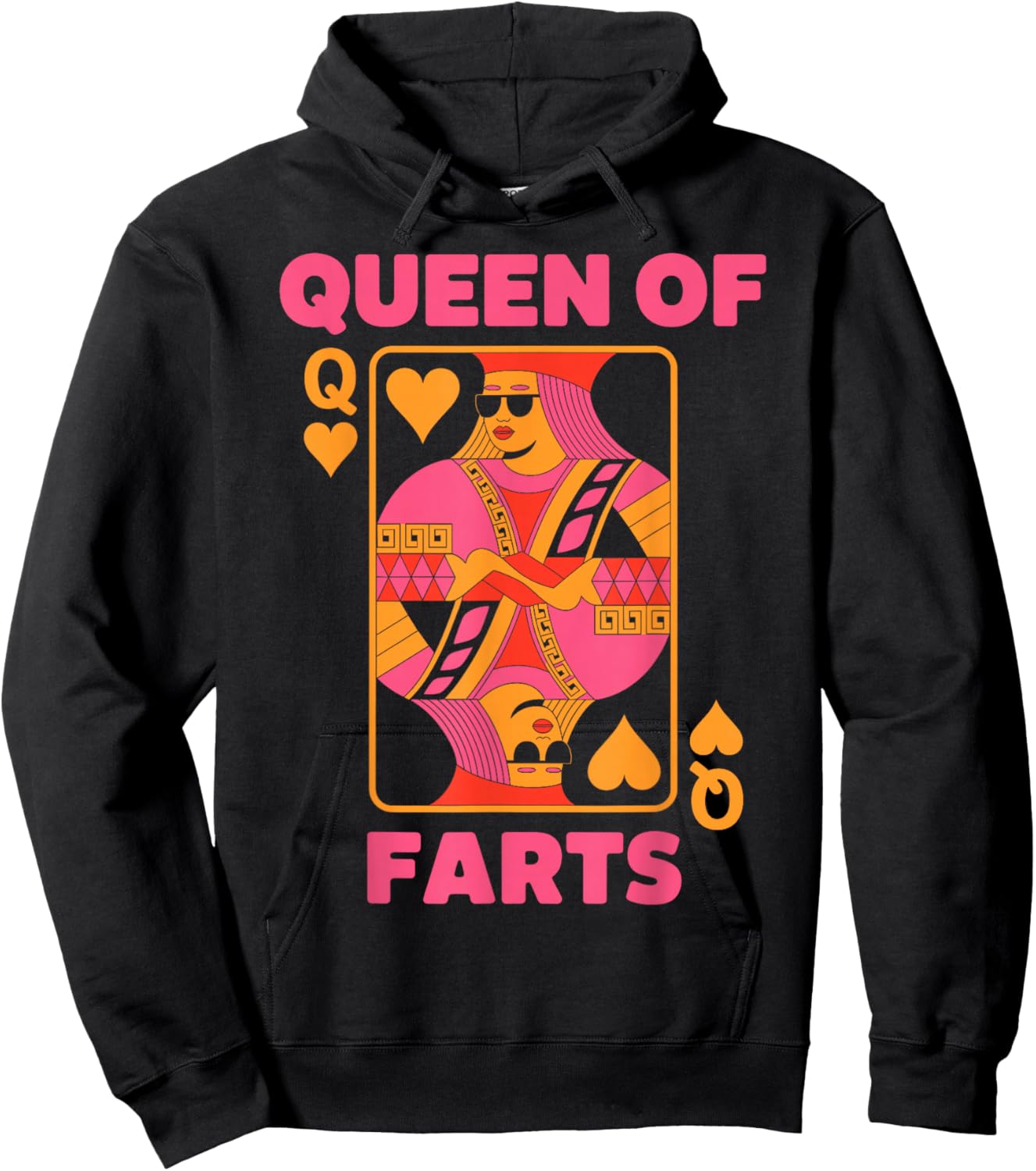 Queen of Farts Playing Cards Retro Funny Embarrassing Joke Hoodie - Hoodie | Black