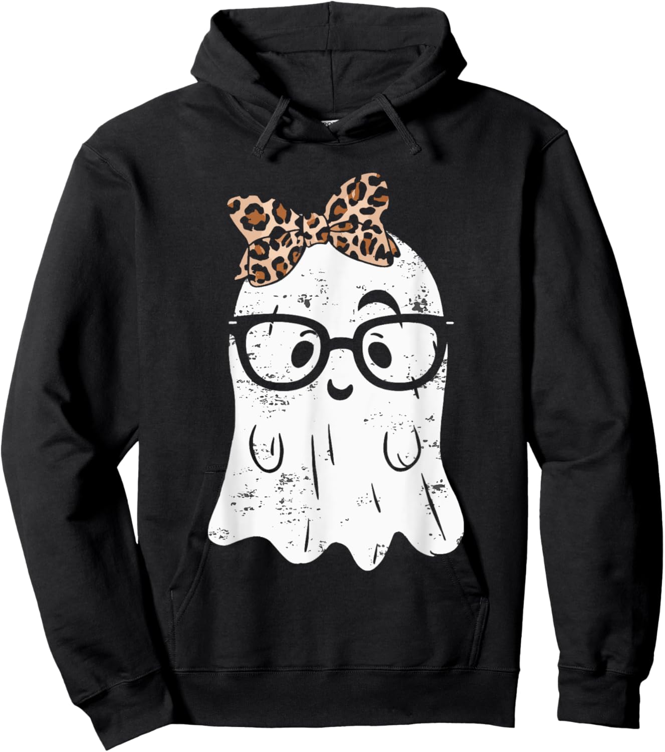 Ghost Eyeglass Girl Halloween Girly Ghost Hoodie - Hoodie | Black