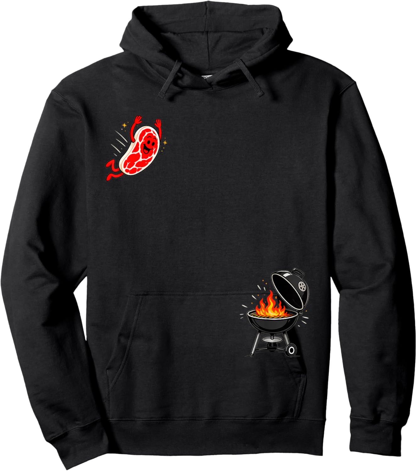 Steak Dive Funny Flying Steak BBQ Grilling Cartoon Humor Art Hoodie - Hoodie | Black