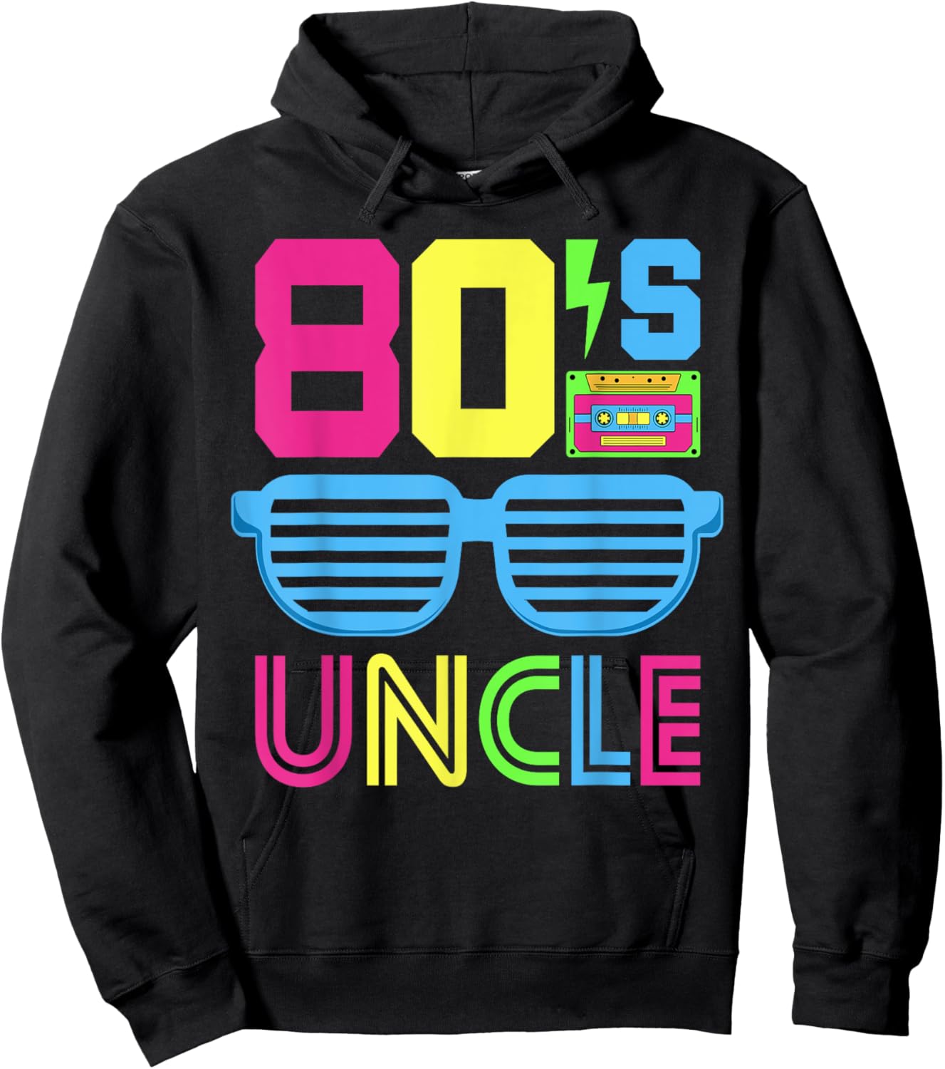 1980s Themed Party Costume Eighties Theme Outfit 80's Uncle Hoodie - Hoodie | Black