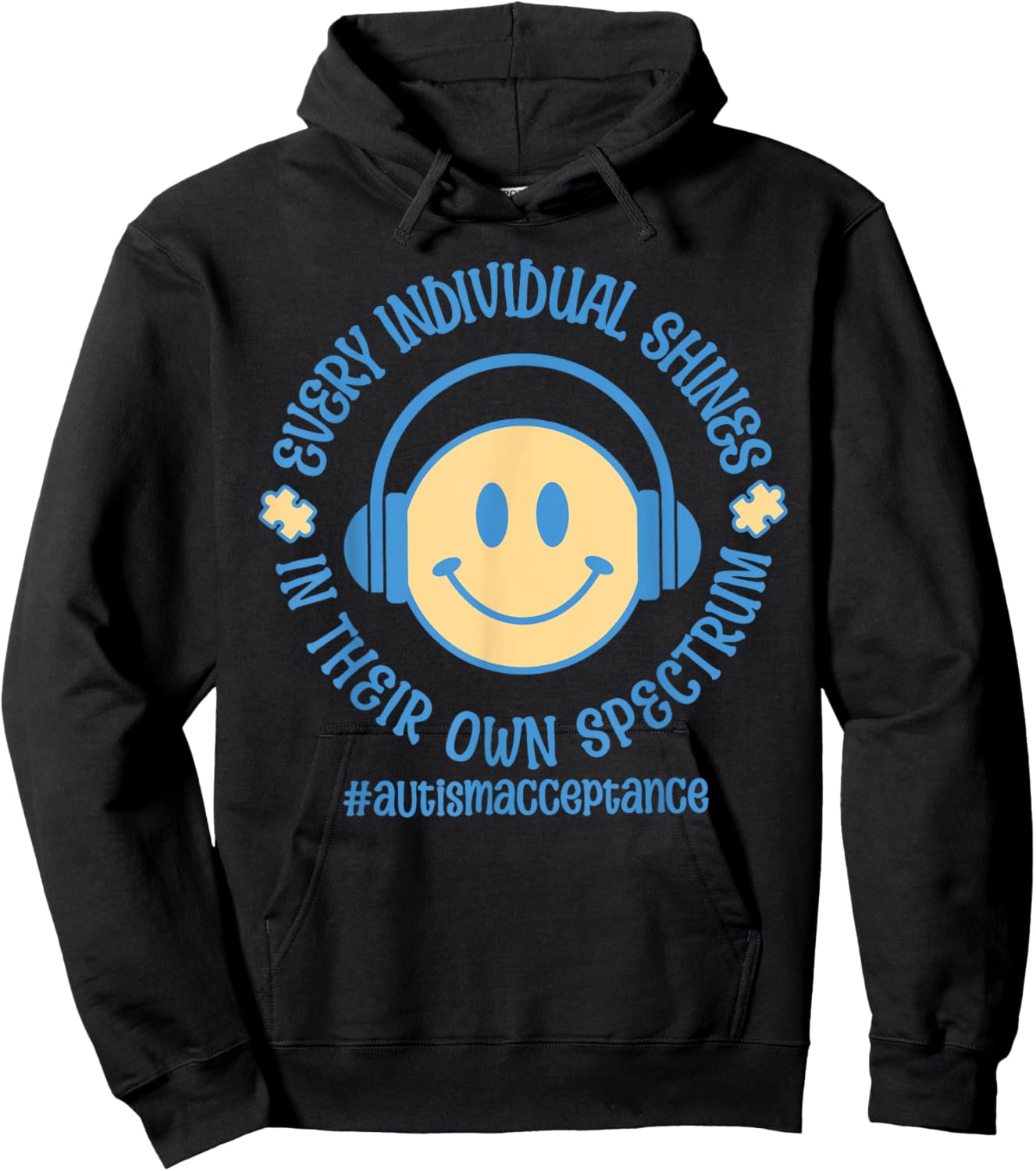 Every Individual Shines In Their Own Spectrum Autism Support Hoodie - Hoodie | Black