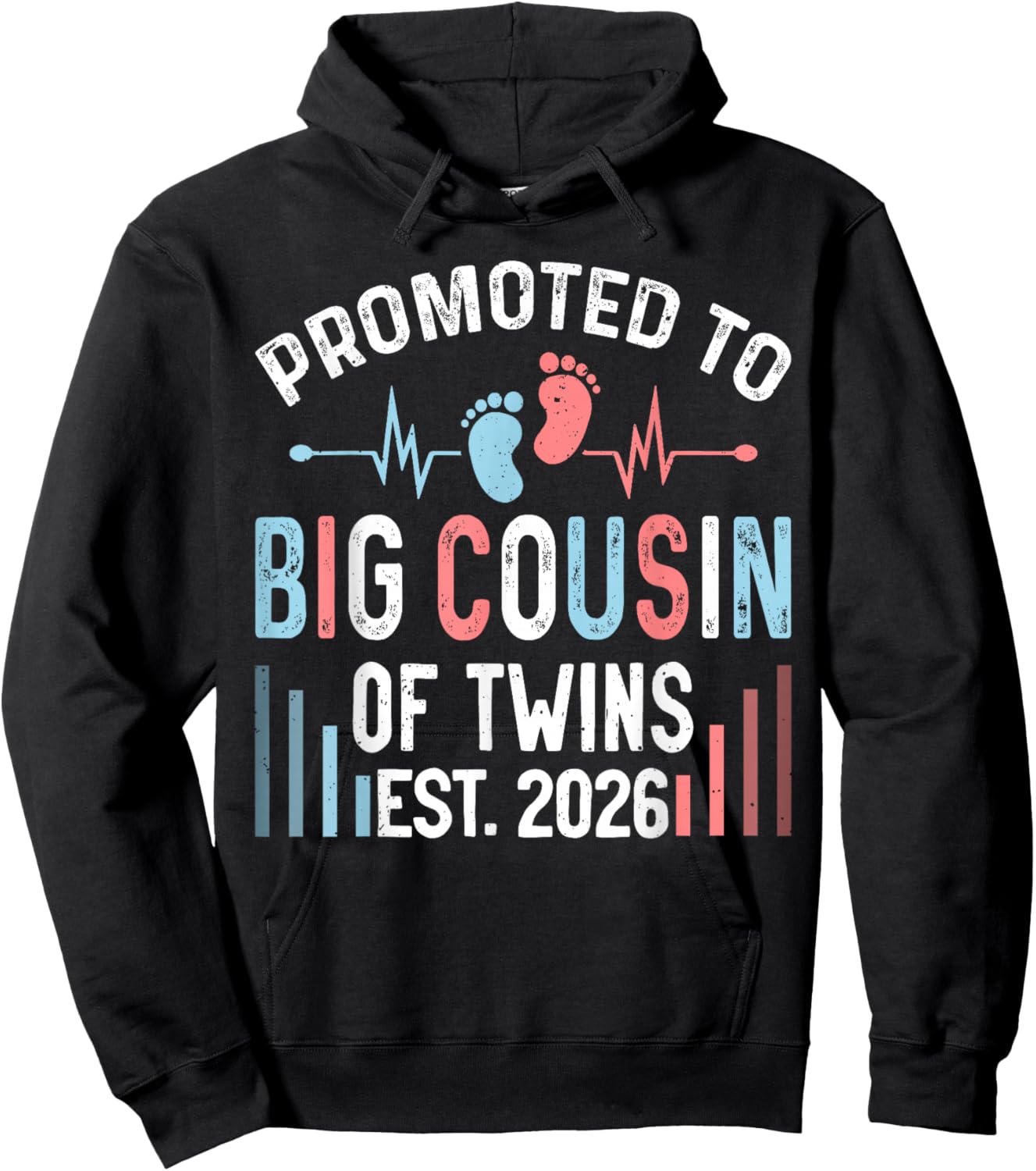 Promoted to Big Cousin of Twins Est 2026 Twin Baby Shower Hoodie - Hoodie | Black