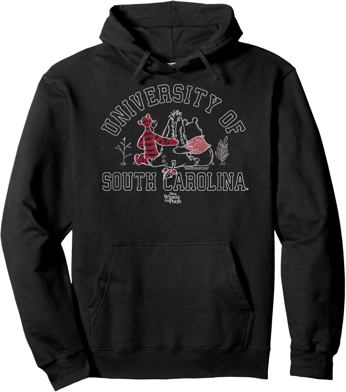 South Carolina Gamecocks Winnie The Pooh and Friends Dk Gray Hoodie - Hoodie | Black