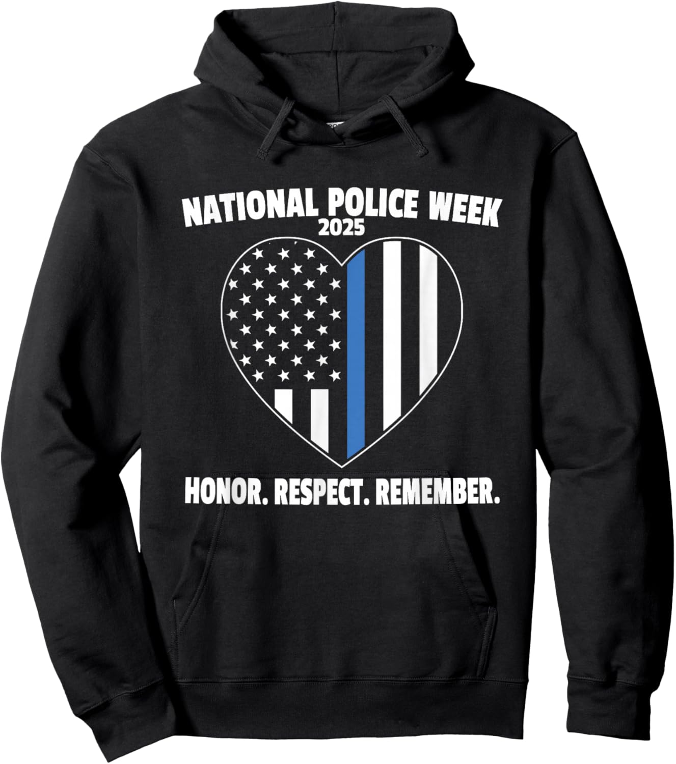 Blue Line American Flag National Police Week 2025 Hoodie - Hoodie | Black