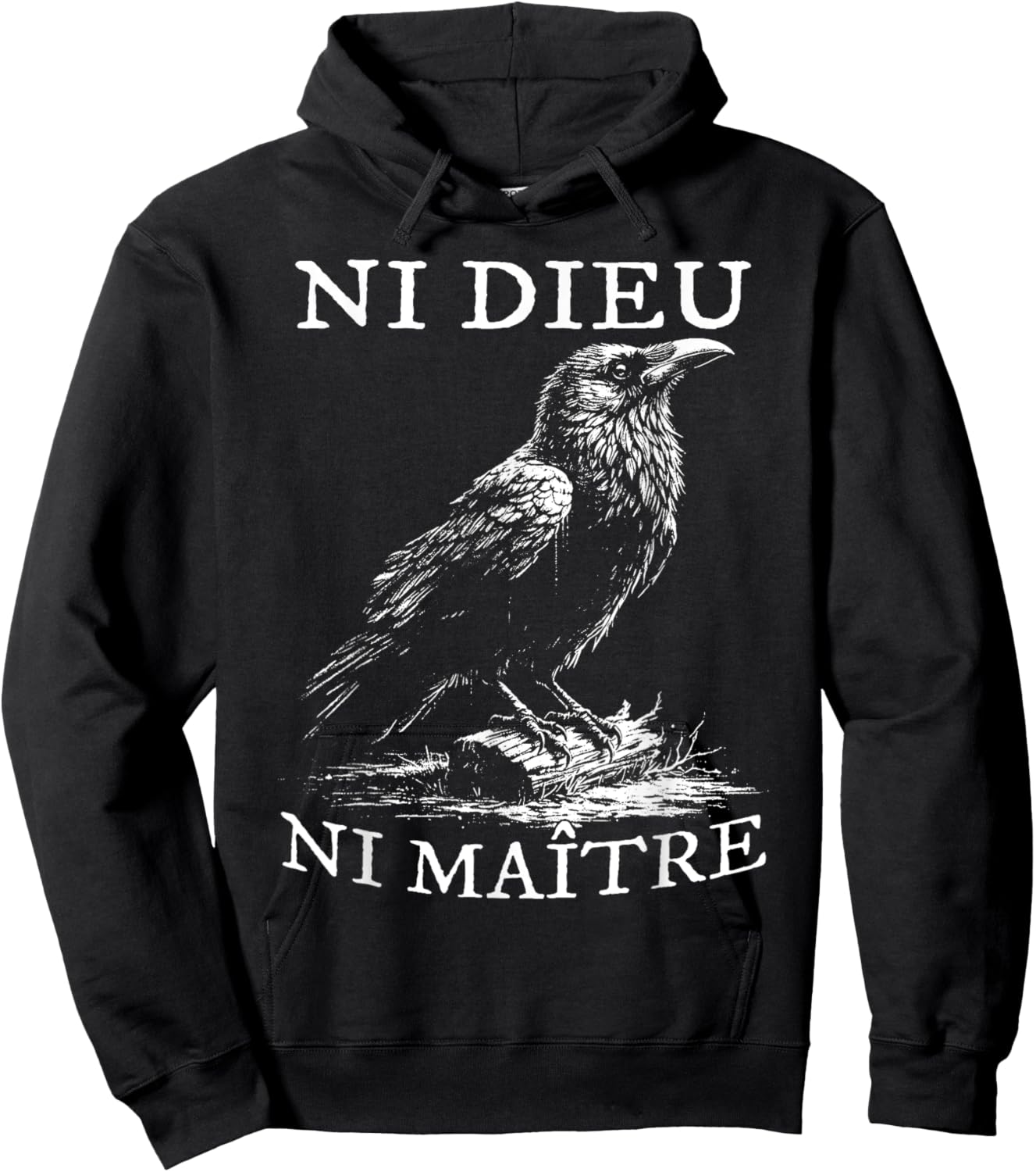 No God No Masters, Ni Dieu Ni Maitre, Retro Crow Bird Hoodie - Hoodie | Black