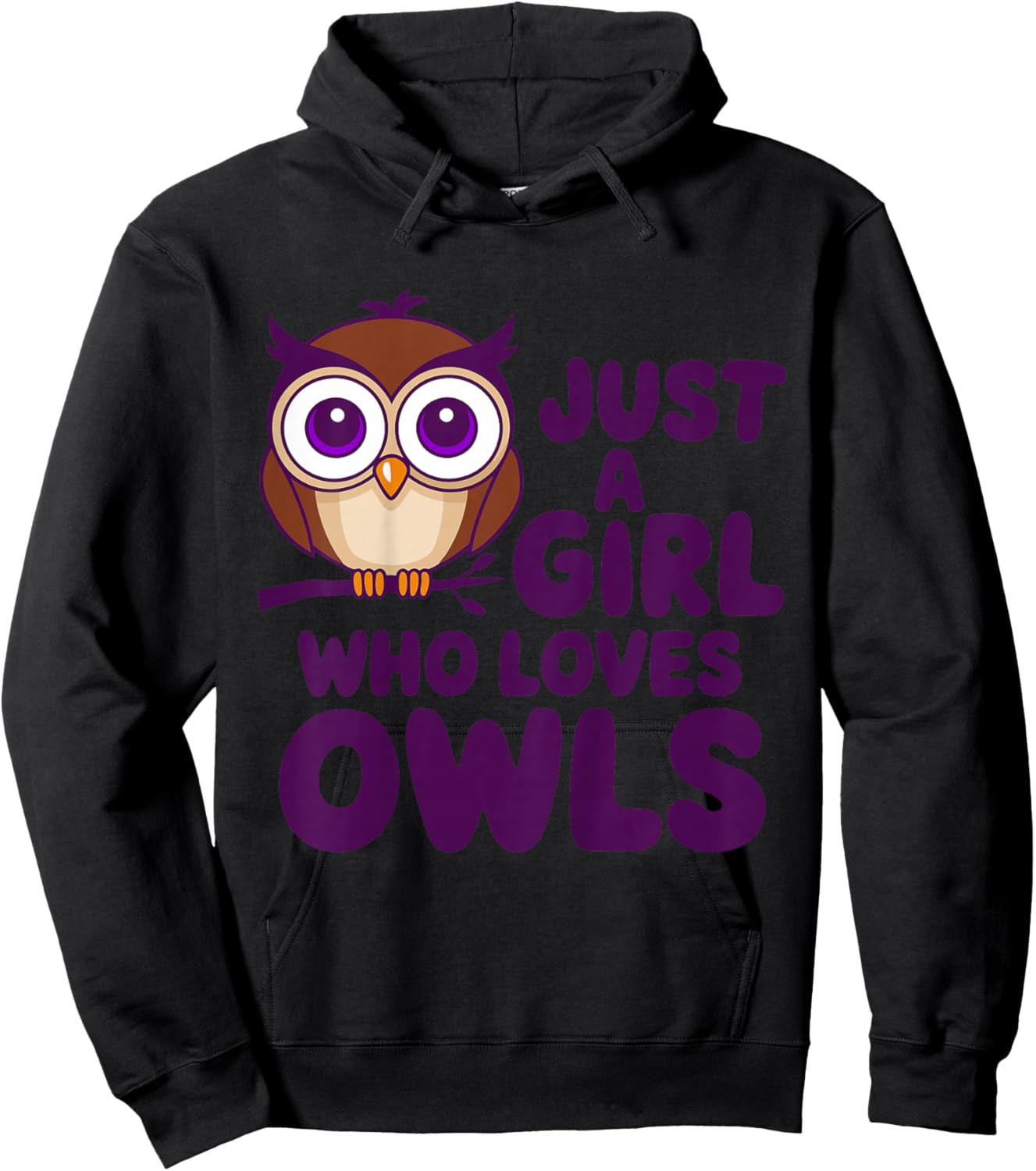 Kids Girl Owl Kids Hoodie - Hoodie | Black