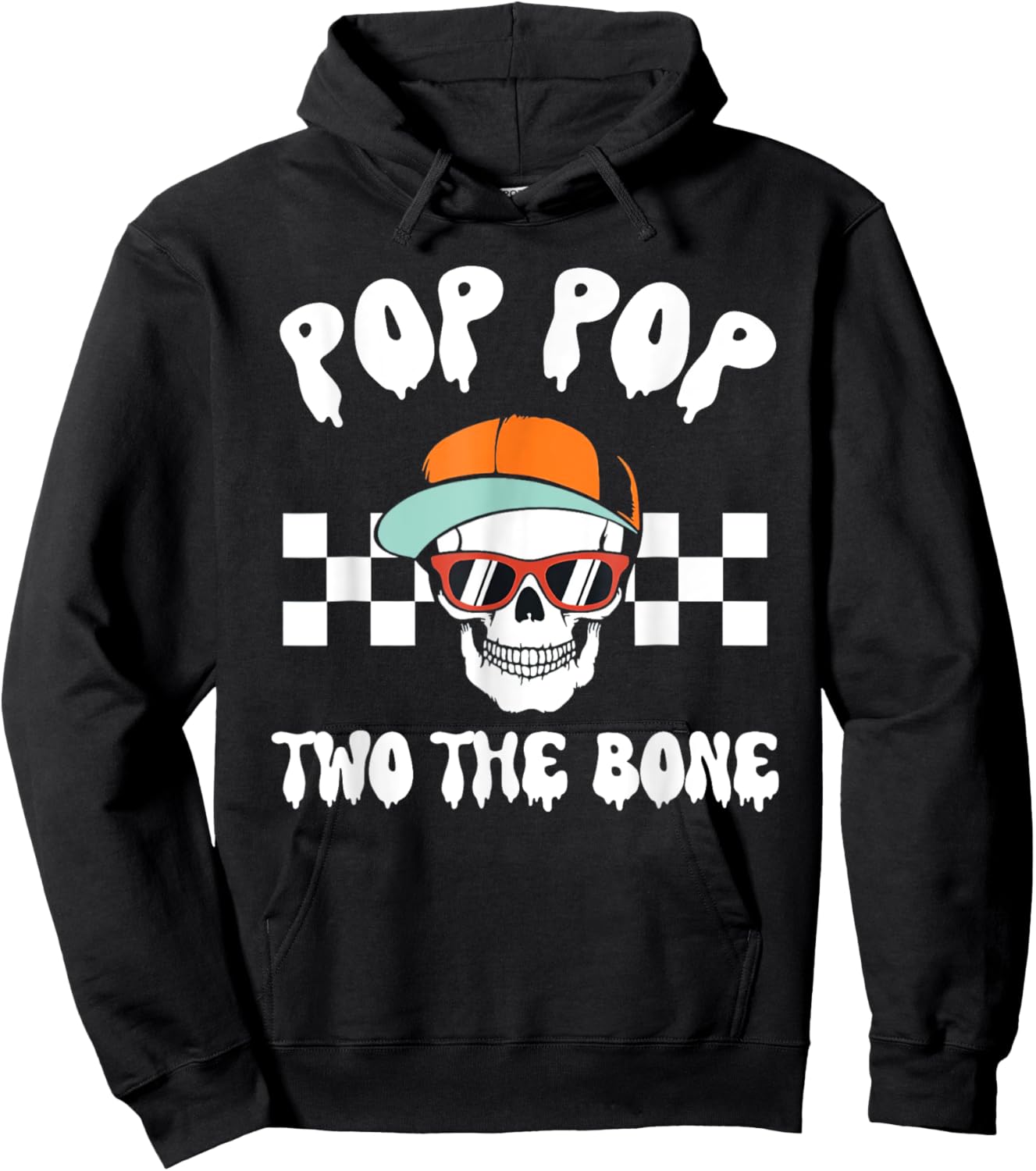 Pop Pop Two The Bone Skeleton Halloween 2nd Birthday Poppy Hoodie - Hoodie | Black